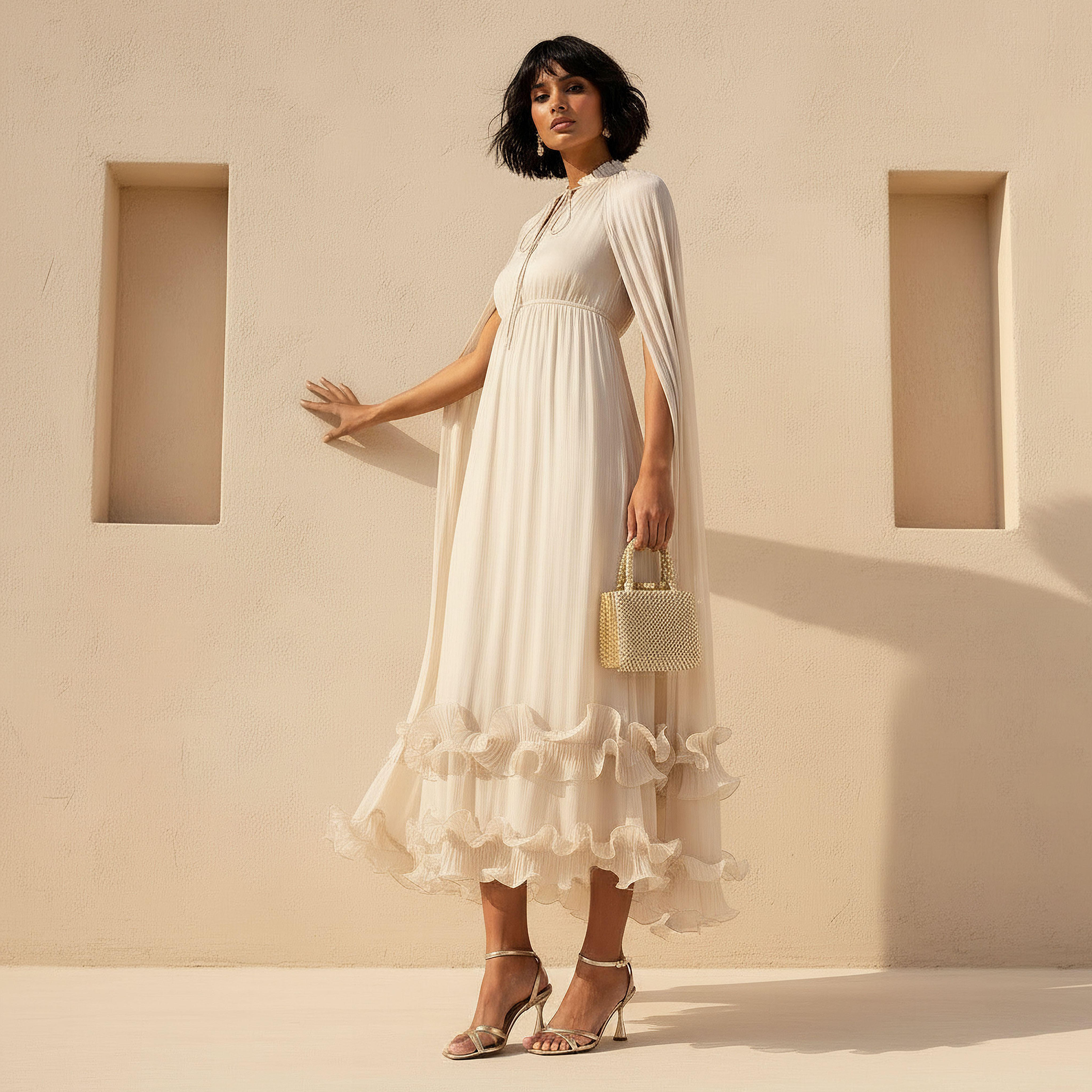 فستان كاب ماكسي متعدد الطبقات بحافة كشكش-women-clothing-dresses-image-1
