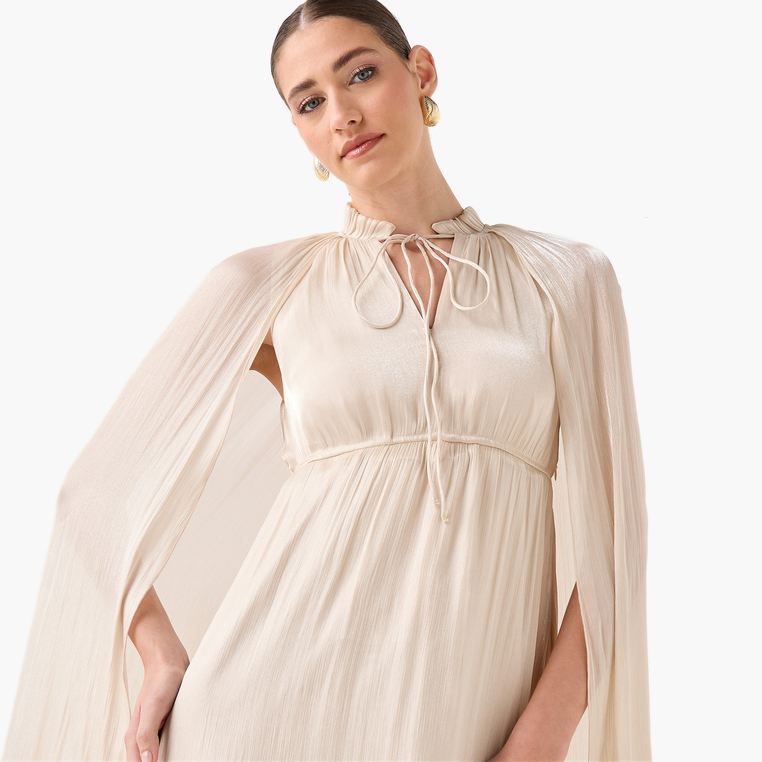 Iconic Tiered Maxi Cape Dress with Ruffle Hem-women-clothing-dresses-image-7