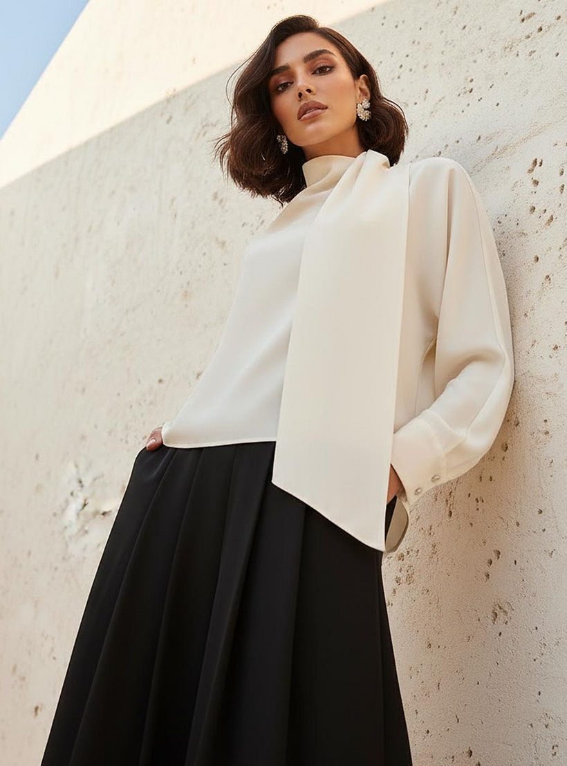 بلوزة بياقة وشاح منسدلة من آيكونيك-women-clothing-shirtsandblouses-blouses-image-8