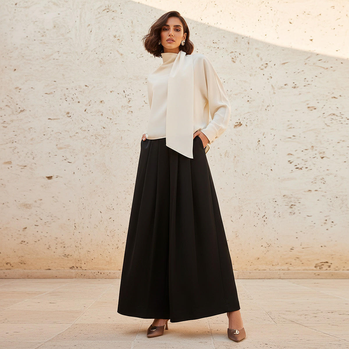 بلوزة بياقة وشاح منسدلة من آيكونيك-women-clothing-shirtsandblouses-blouses-image-6