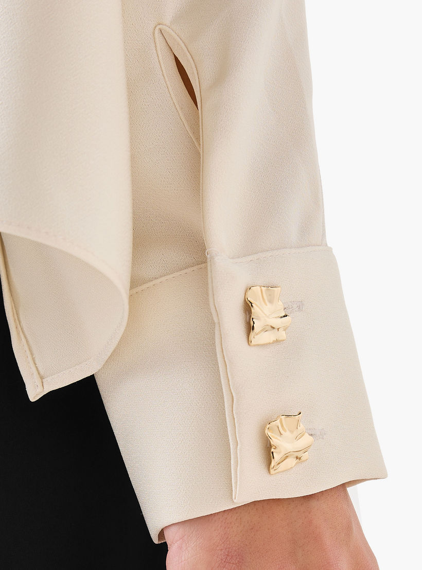 بلوزة بياقة وشاح منسدلة من آيكونيك-women-clothing-shirtsandblouses-blouses-image-1