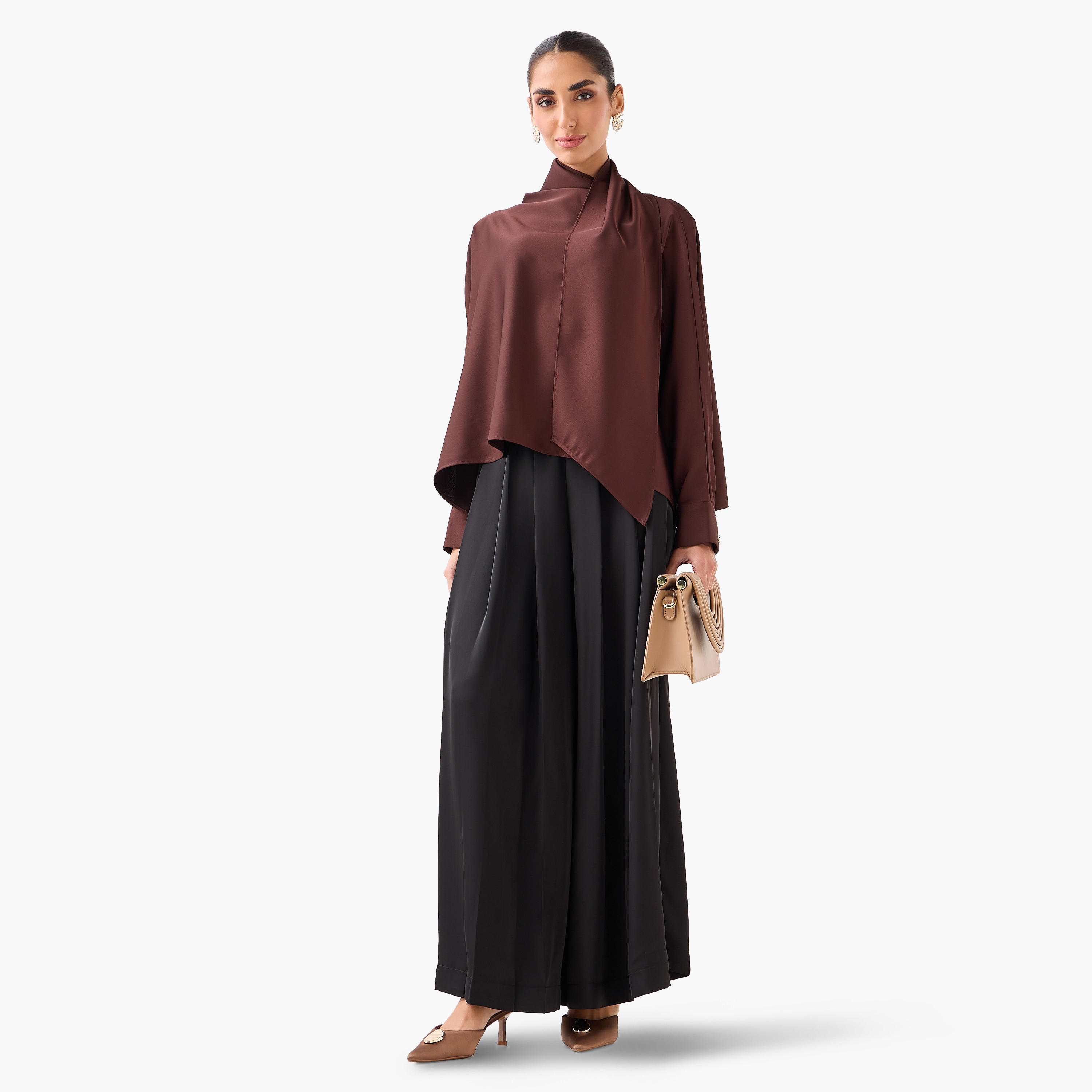 بلوزة منسدلة بوشاح وأكمام طويلة من آيكونيك-women-clothing-shirtsandblouses-blouses-image-4