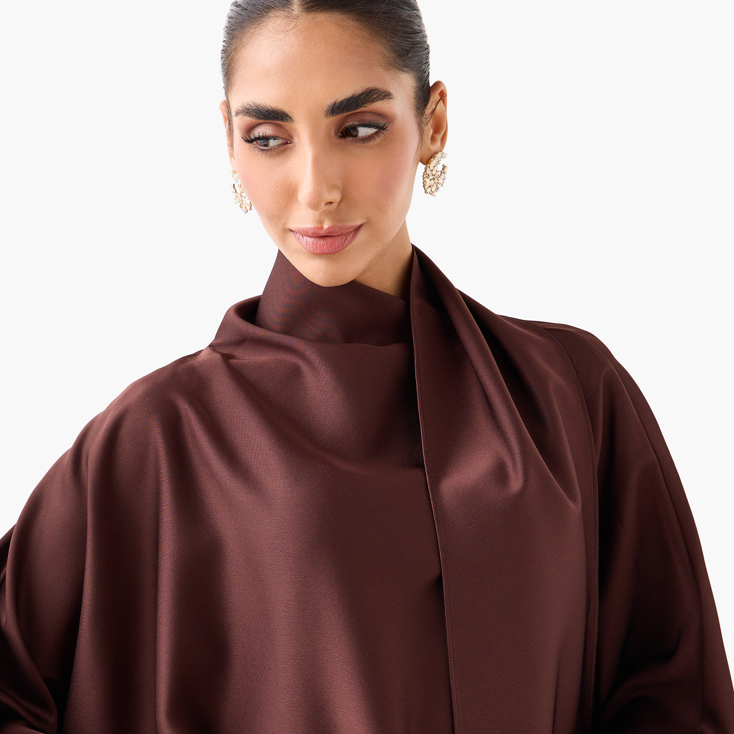 بلوزة منسدلة بوشاح وأكمام طويلة من آيكونيك-women-clothing-shirtsandblouses-blouses-image-2