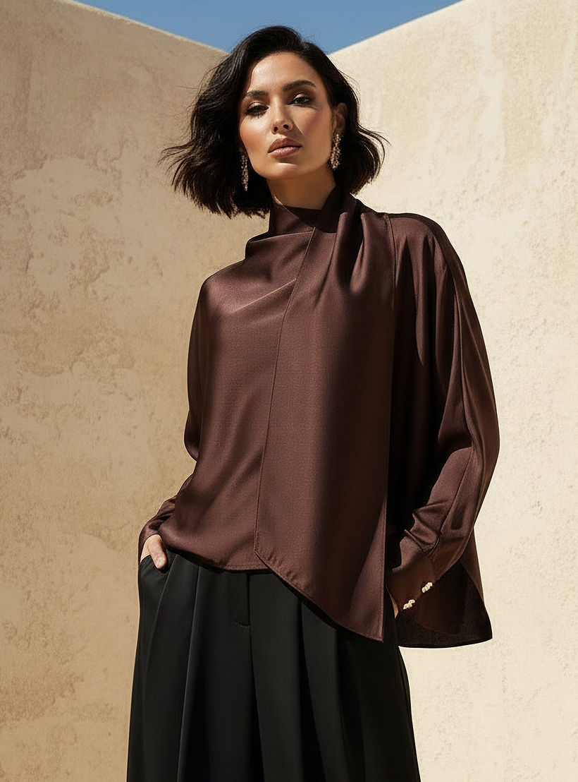 بلوزة منسدلة بوشاح وأكمام طويلة من آيكونيك-women-clothing-shirtsandblouses-blouses-image-8