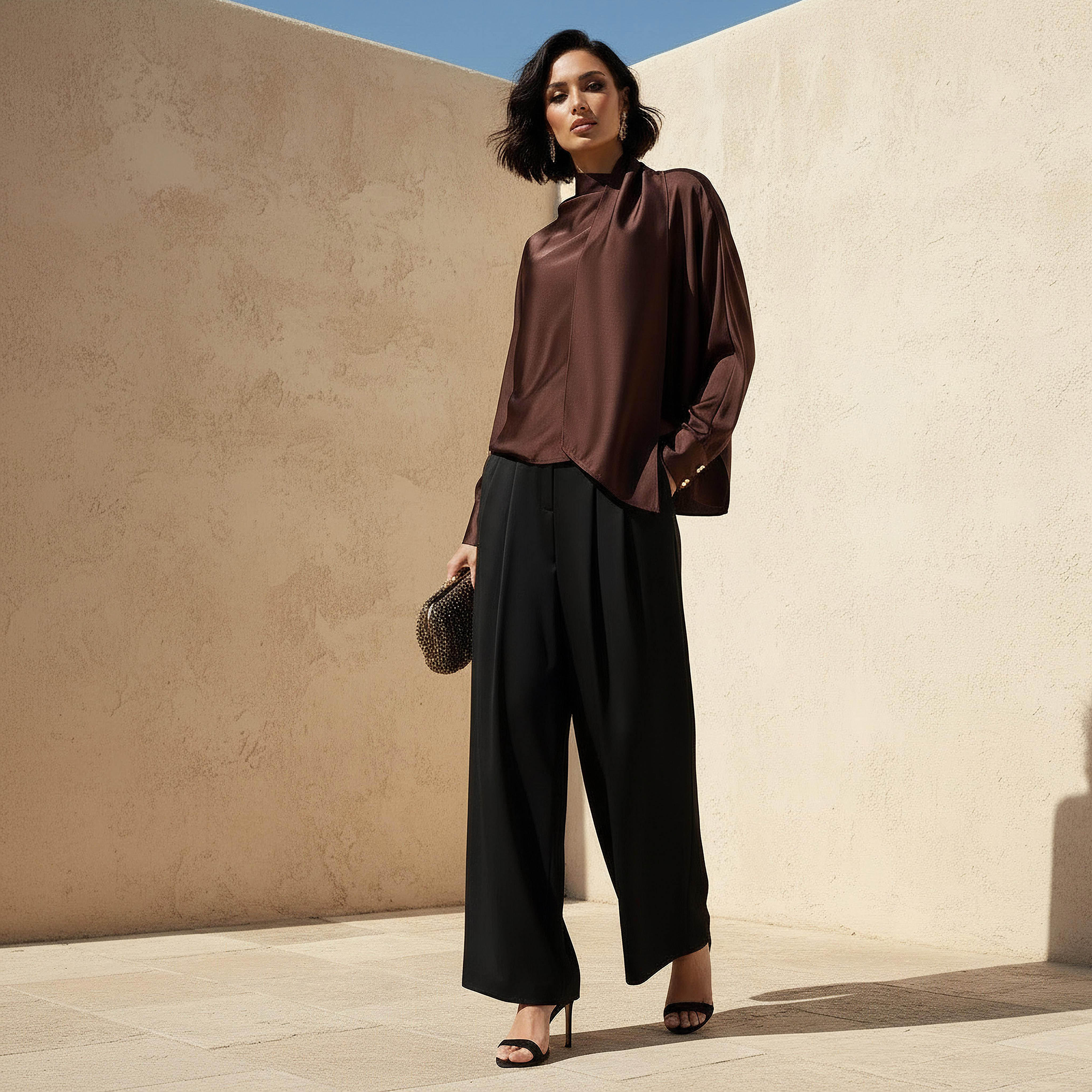 بلوزة منسدلة بوشاح وأكمام طويلة من آيكونيك-women-clothing-shirtsandblouses-blouses-image-7