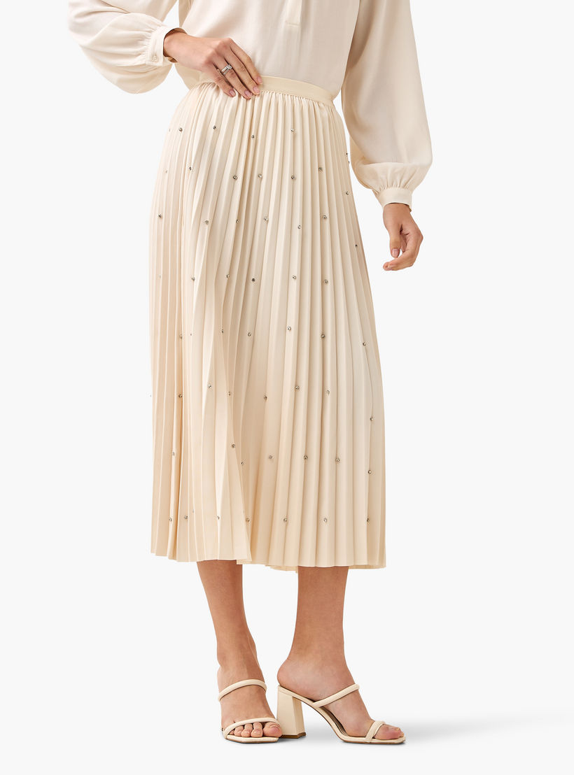 تنورة ميدي بكسرات وتفاصيل مزينة من أيكونيك-women-clothing-bottoms-skirts-image-3