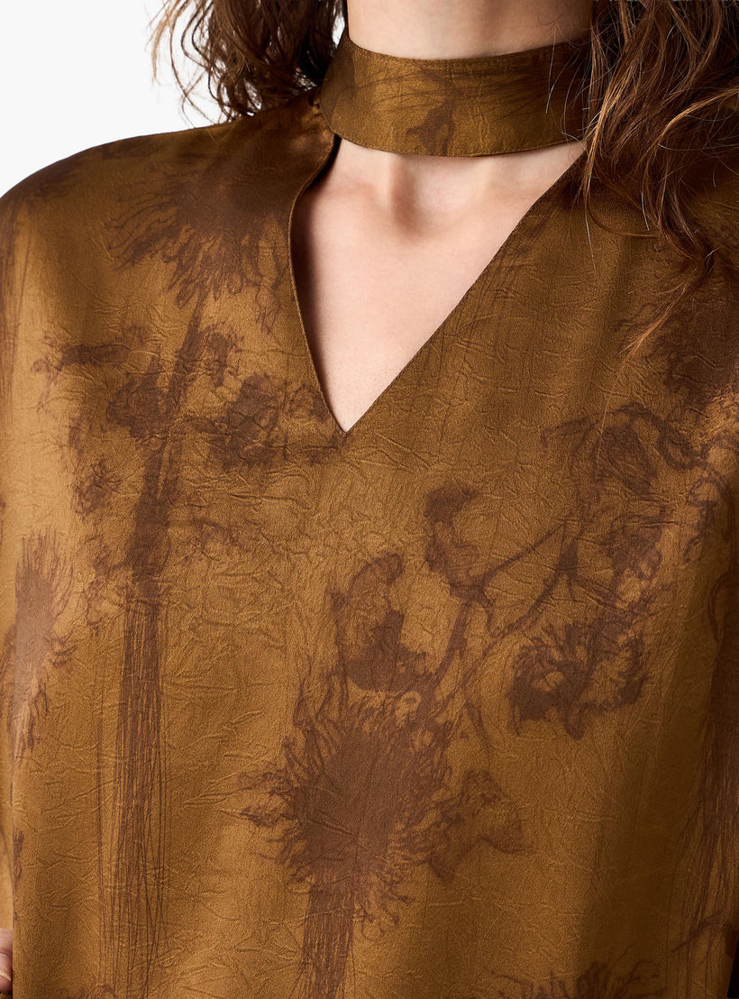 فستان قفطان بطبعات مميزة وياقة بفتحة عنق للنساء-women-clothing-dresses-image-2