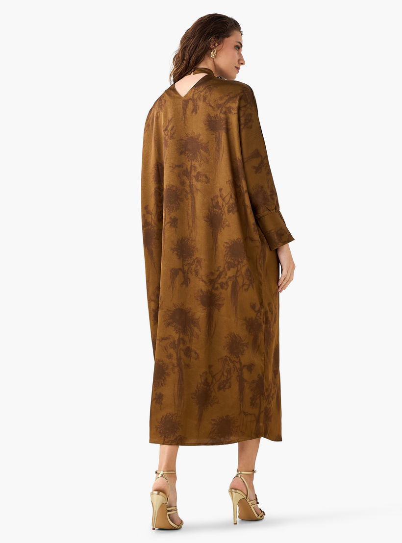 فستان قفطان بطبعات مميزة وياقة بفتحة عنق للنساء-women-clothing-dresses-image-6