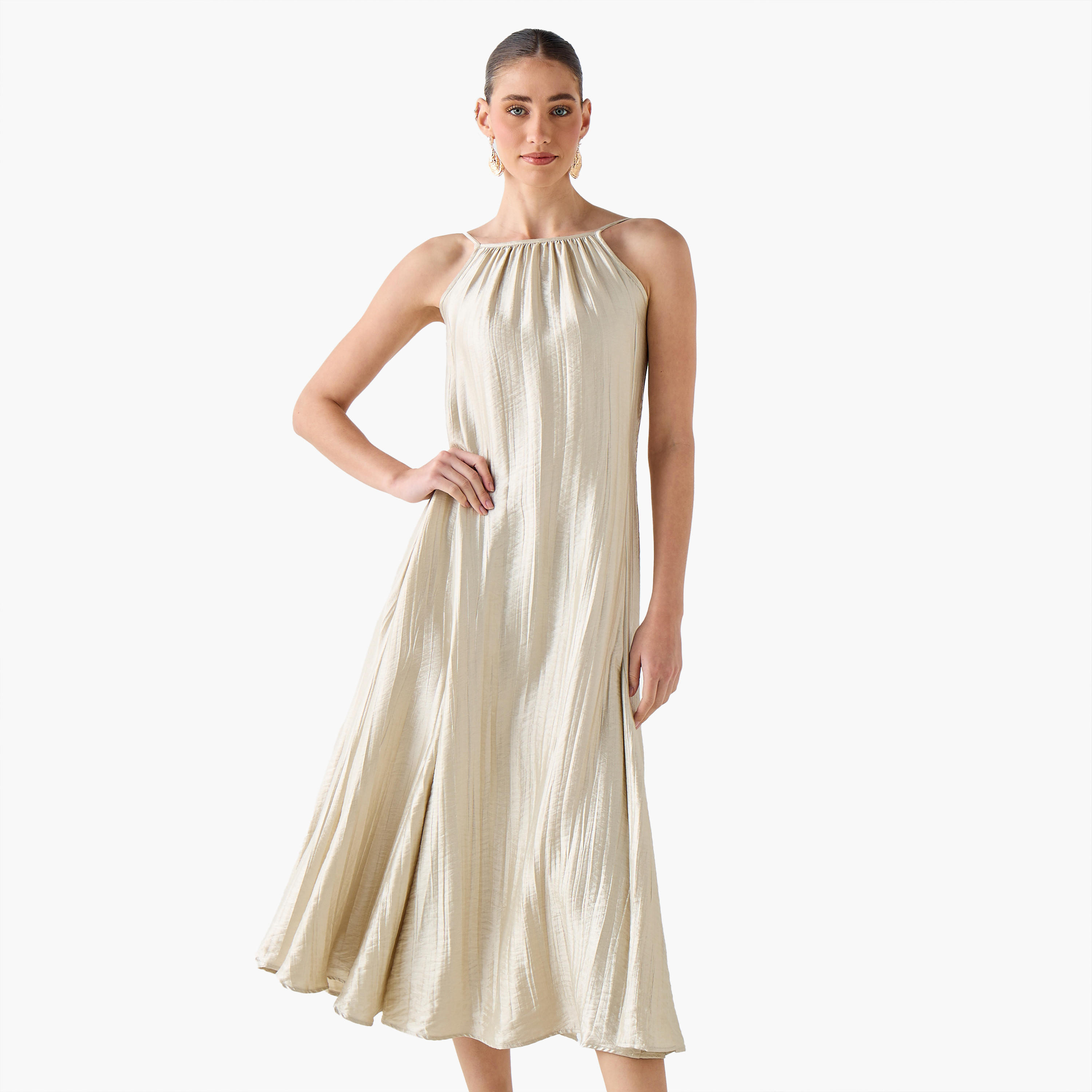 Iconic A-line Midi Dress with Spaghetti Straps-women-clothing-coordsets-image-2