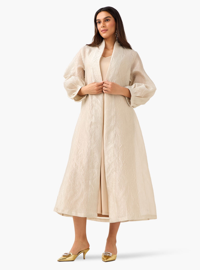 سترة شروغ كيمونو طويلة بارزة الملمس بمقدمة مفتوحة من آيكونيك-women-clothing-coordsets-image-5