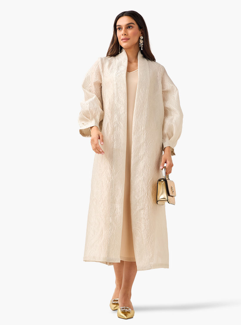 سترة شروغ كيمونو طويلة بارزة الملمس بمقدمة مفتوحة من آيكونيك-women-clothing-coordsets-image-3