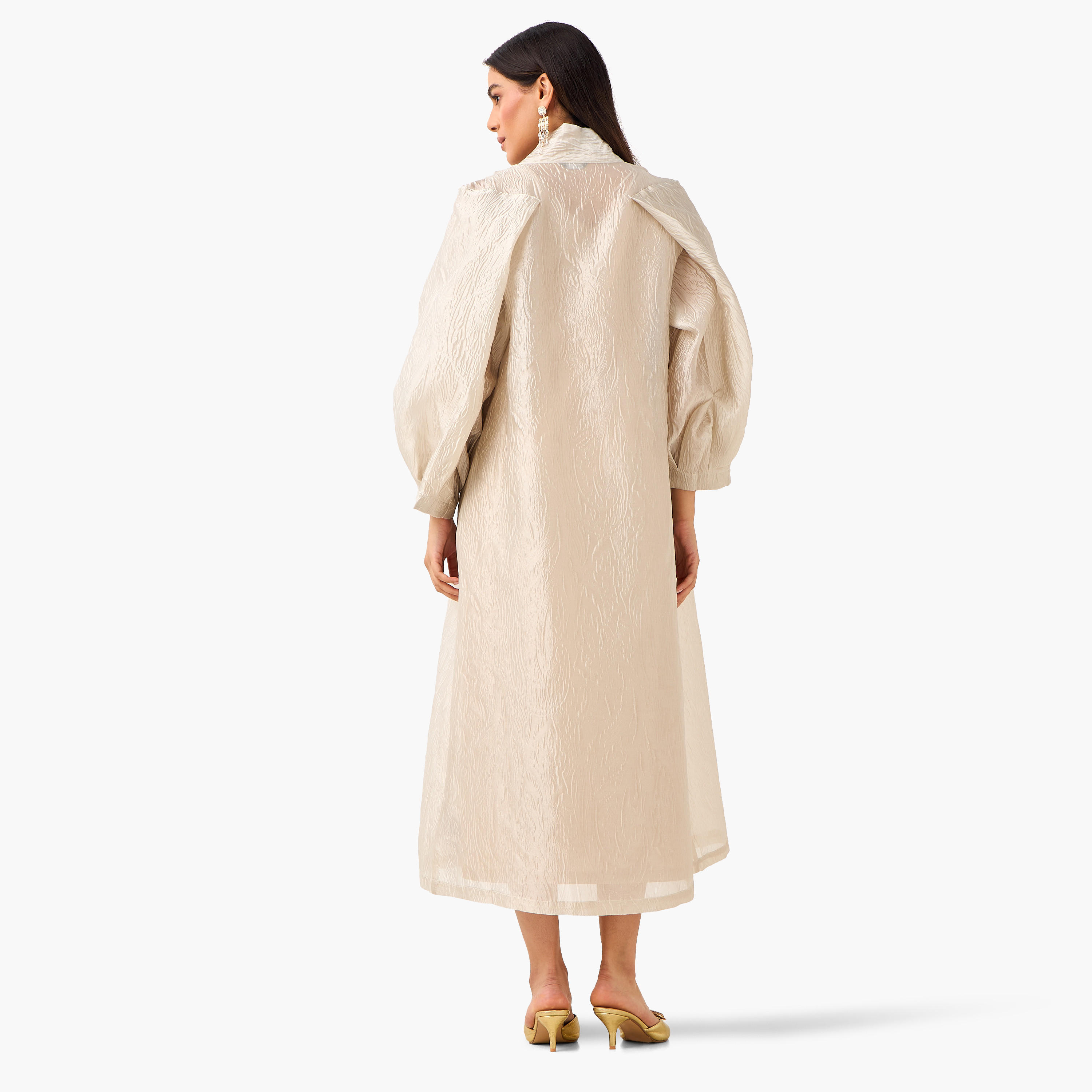 سترة شروغ كيمونو طويلة بارزة الملمس بمقدمة مفتوحة من آيكونيك-women-clothing-coordsets-image-2