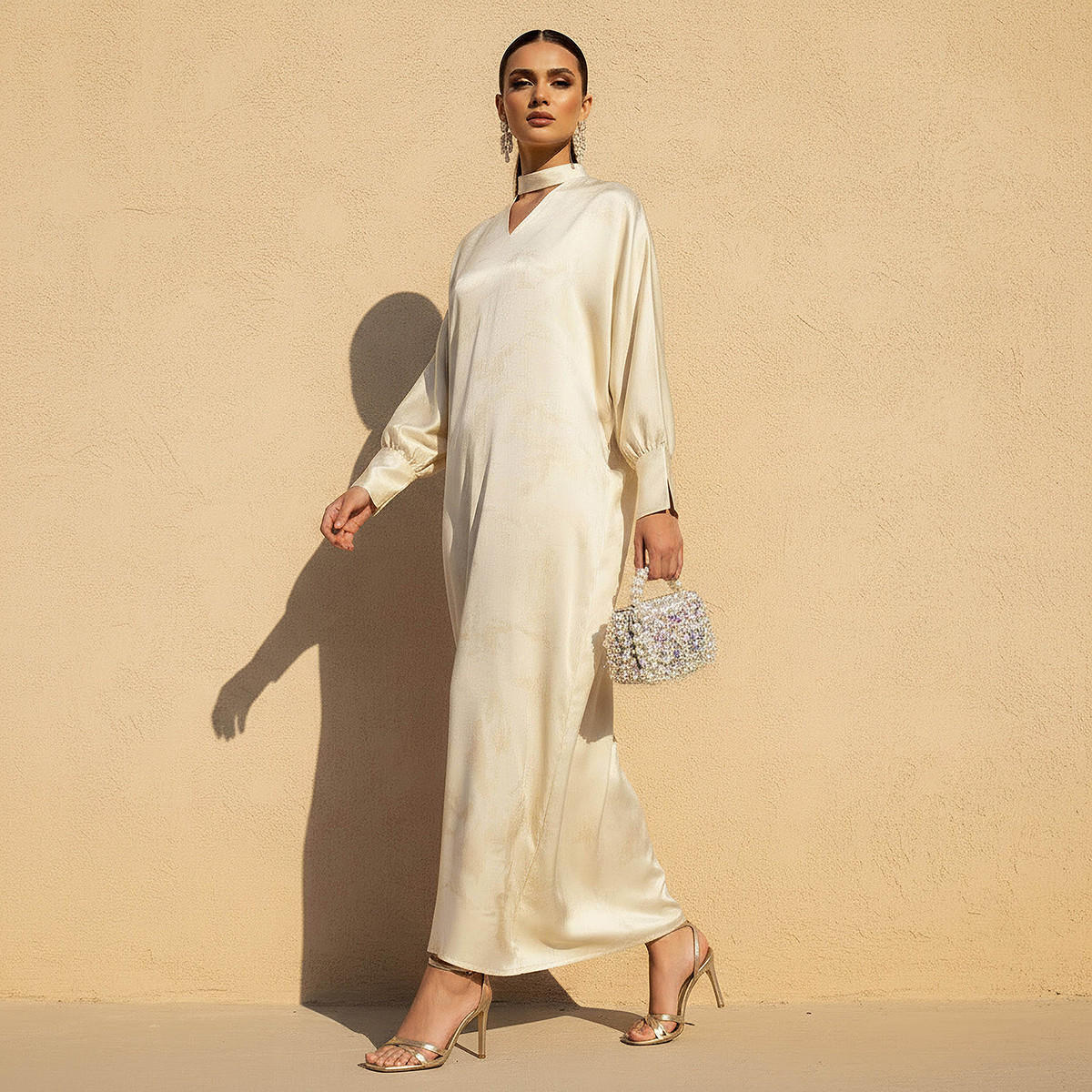 Iconic Printed Kaftan Dress with Keyhole Neck-women-clothing-dresses-image-3