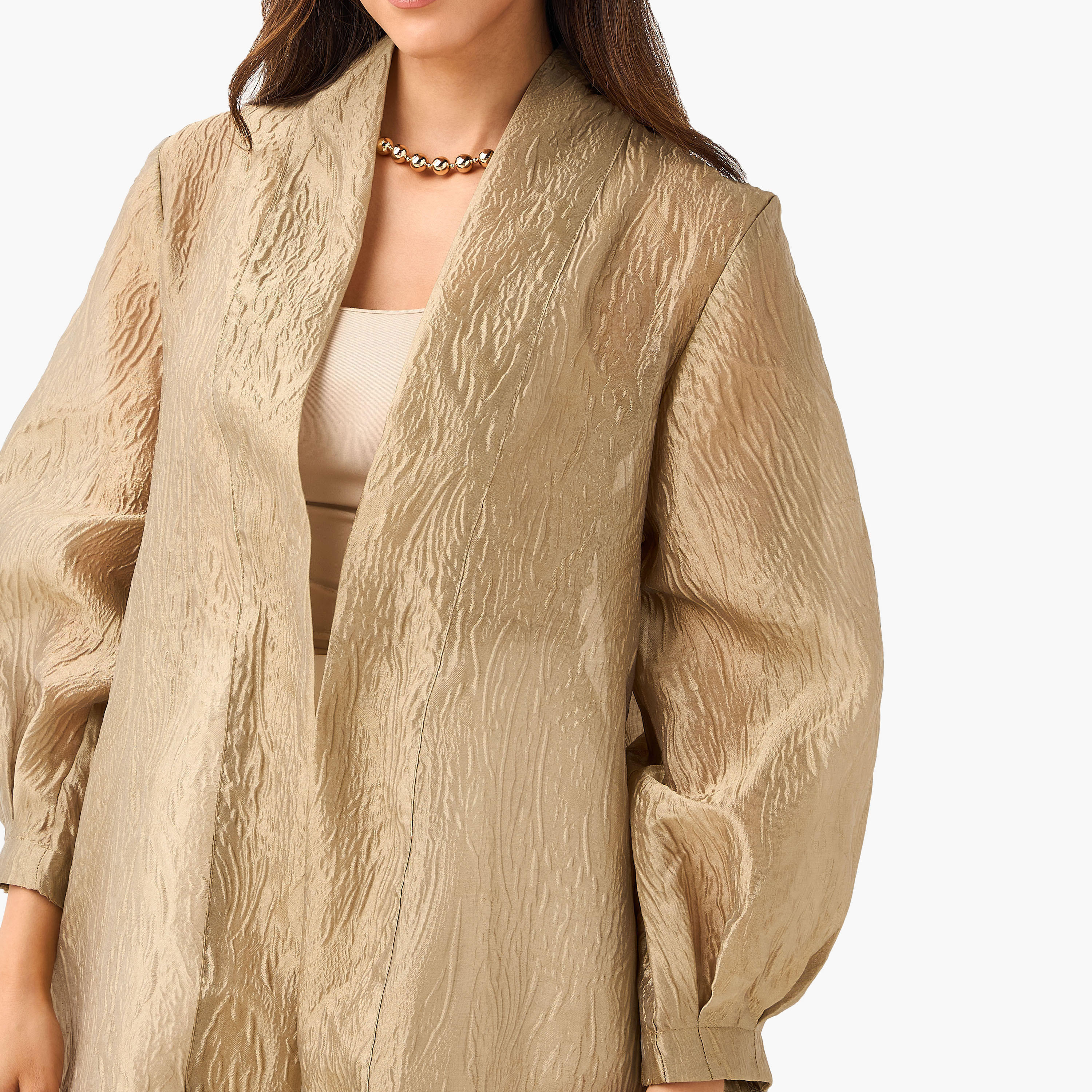 Iconic Longline Textured Open Front Kimono Shrug-women-clothing-coordsets-image-3