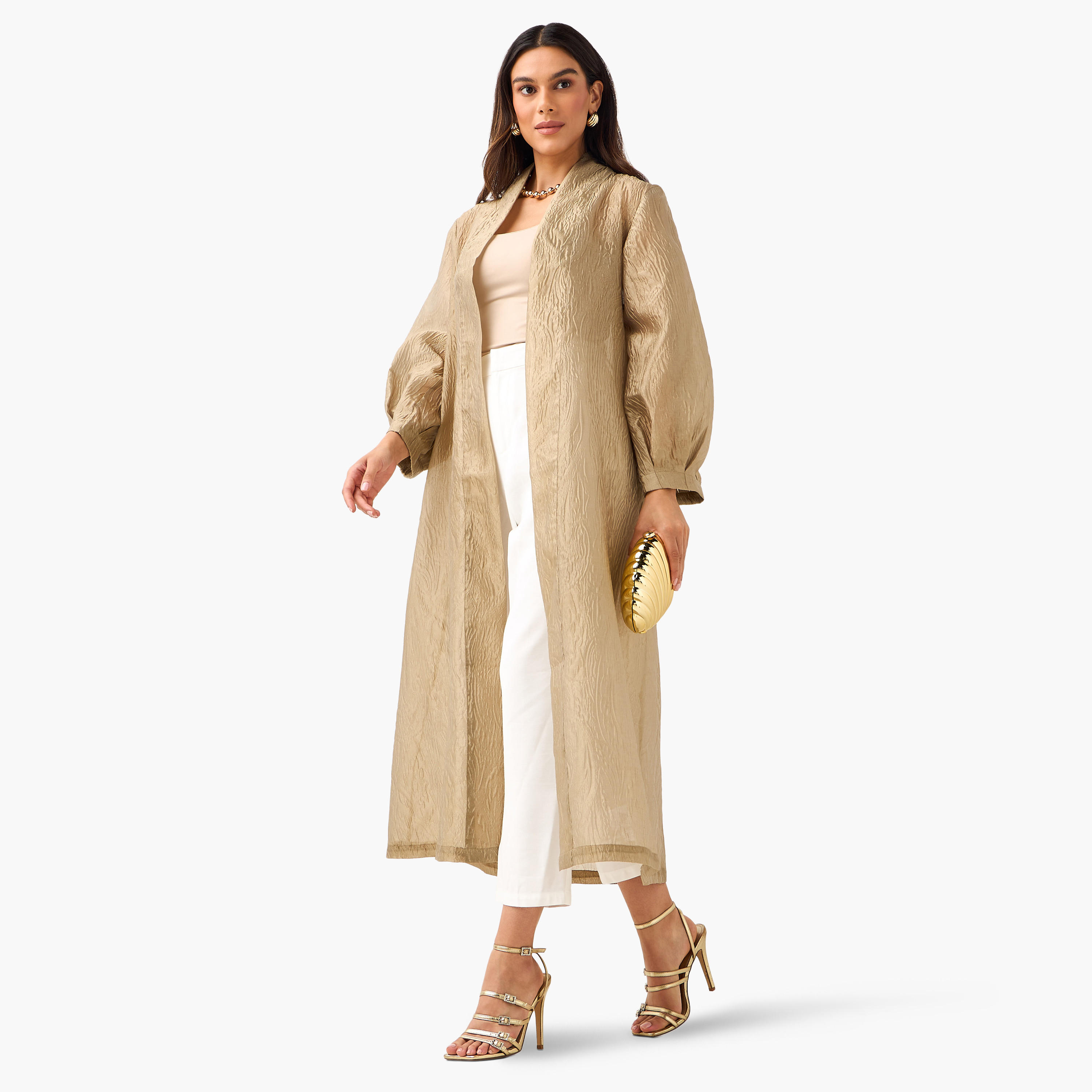 Iconic Longline Textured Open Front Kimono Shrug-women-clothing-coordsets-image-4