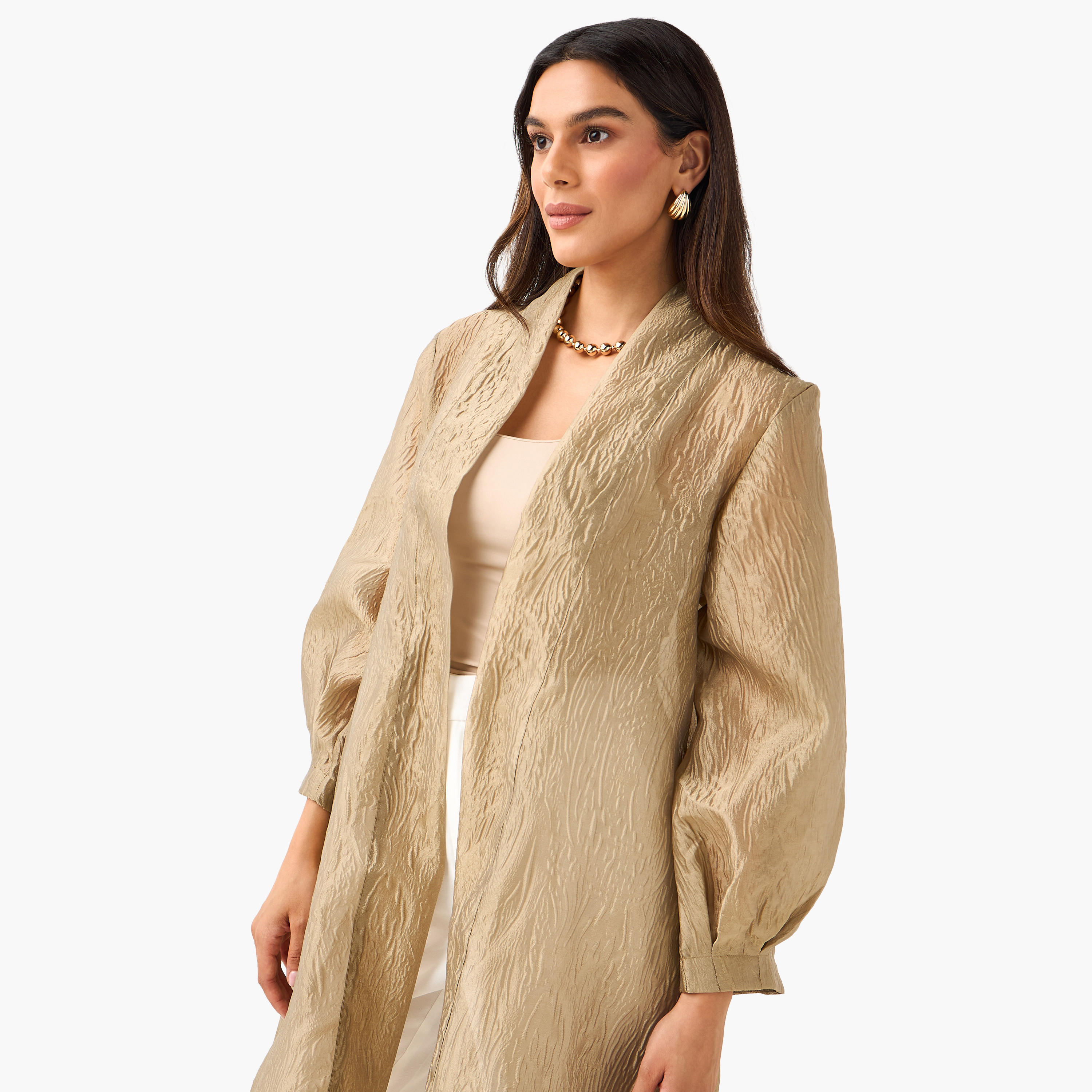 Iconic Longline Textured Open Front Kimono Shrug-women-clothing-coordsets-image-6