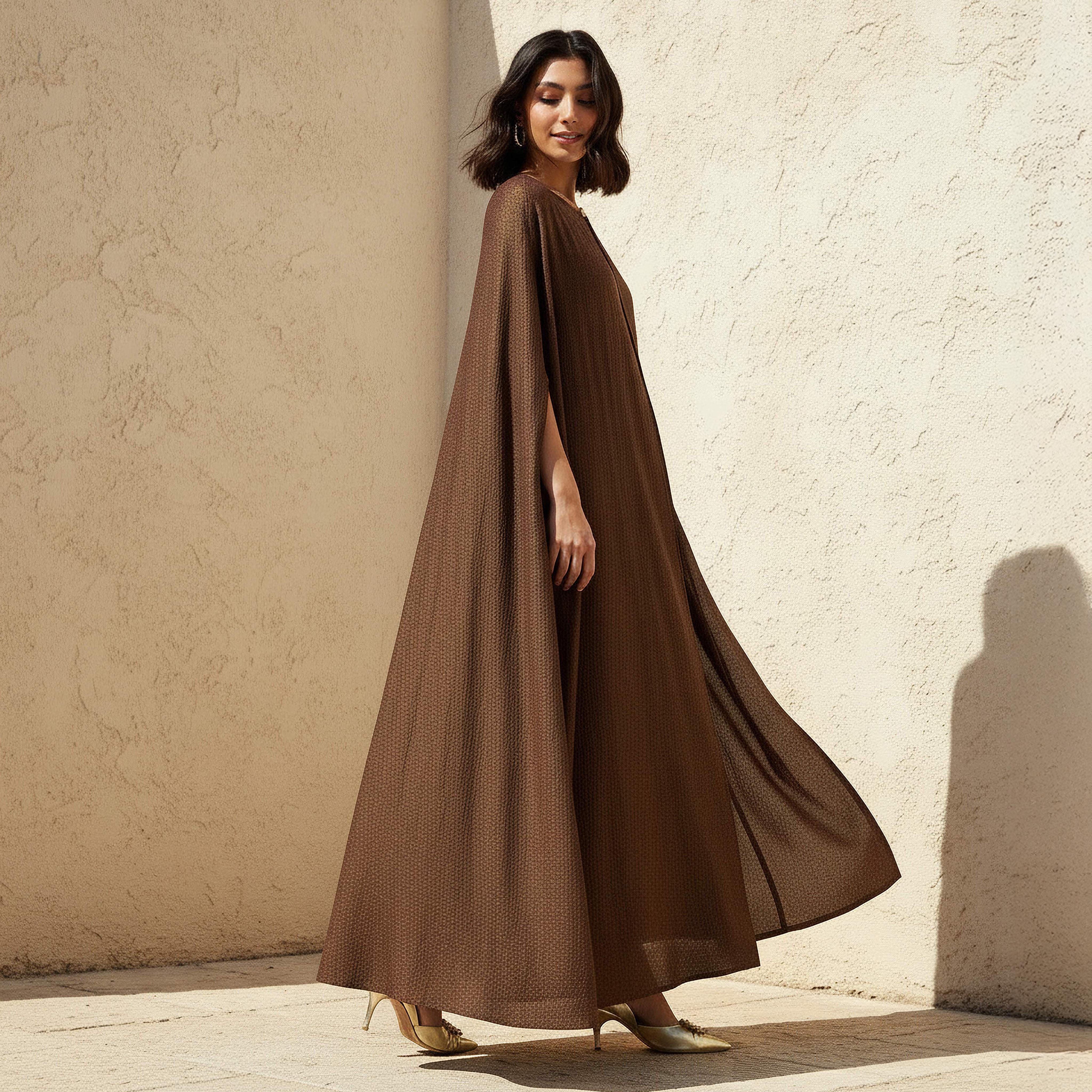 Iconic A-line Maxi Dress with Textured Design and Button Detail Cape-women-clothing-coordsets-image-2