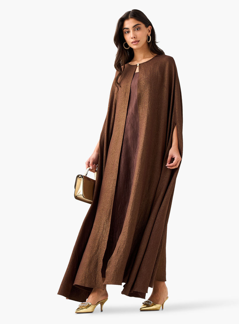 Iconic A-line Maxi Dress with Textured Design and Button Detail Cape-women-clothing-coordsets-image-3