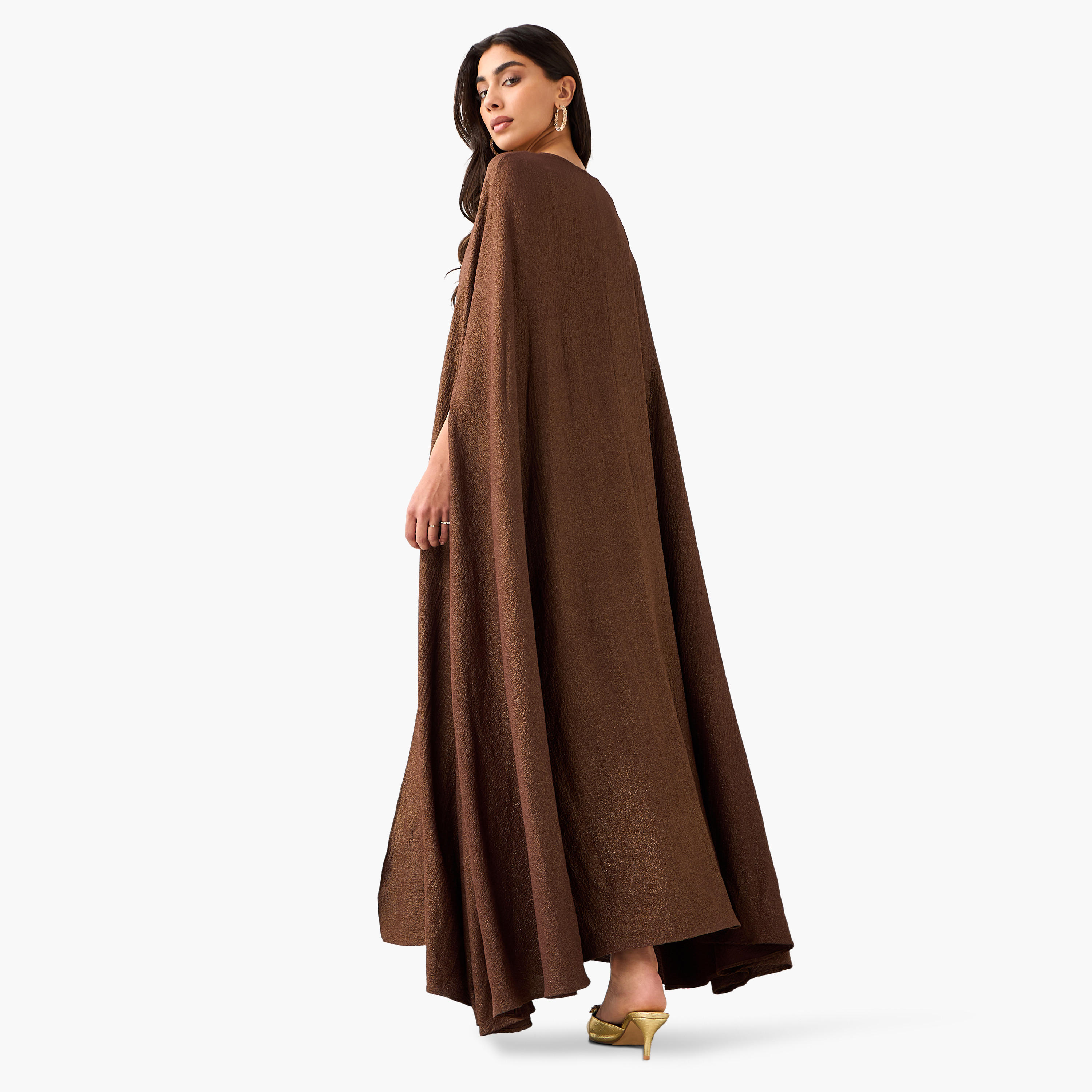 Iconic A-line Maxi Dress with Textured Design and Button Detail Cape-women-clothing-coordsets-image-5