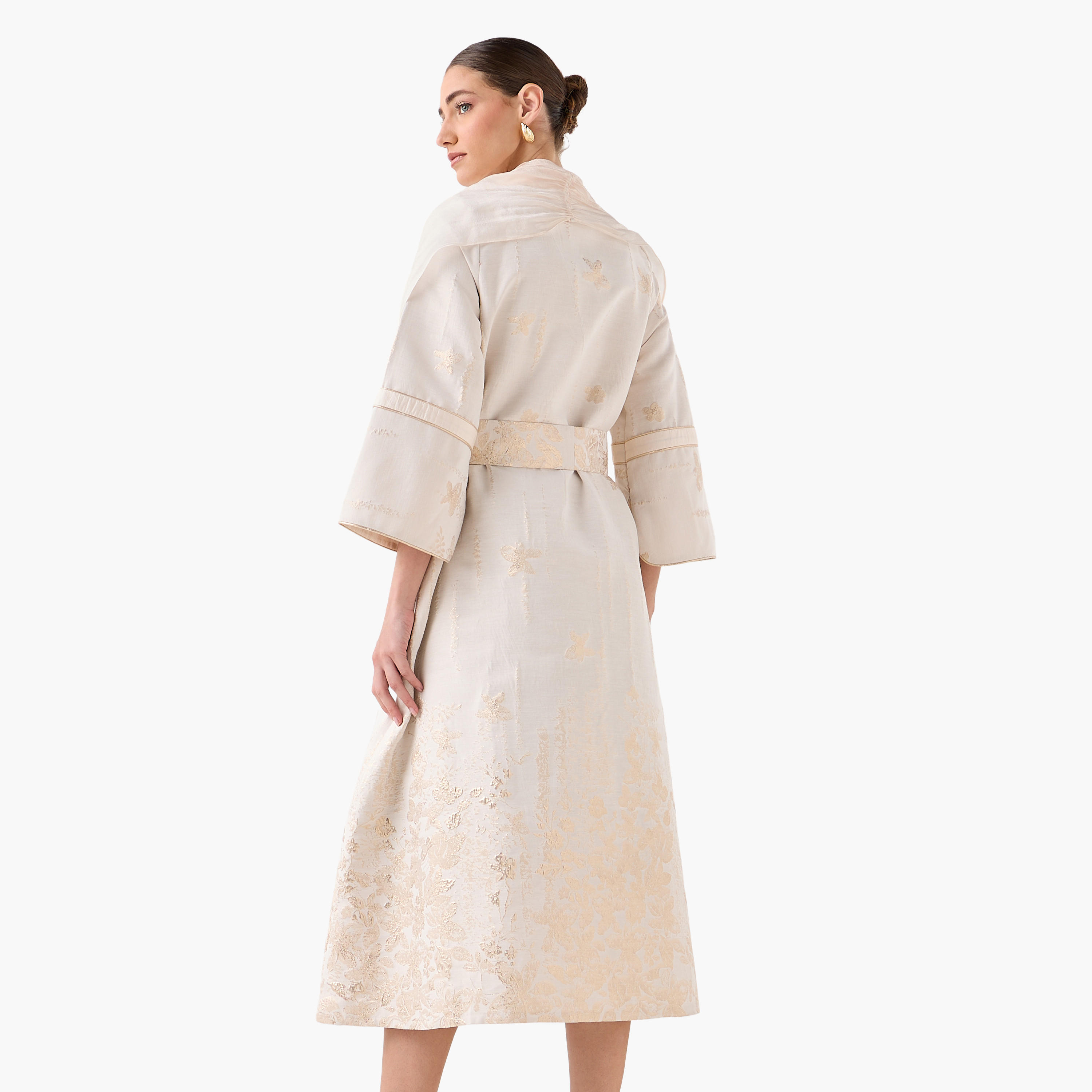 سترة جاكار بقصة مريحة وحزام رباط من آيكونيك-women-clothing-shirtsandblouses-blouses-image-4