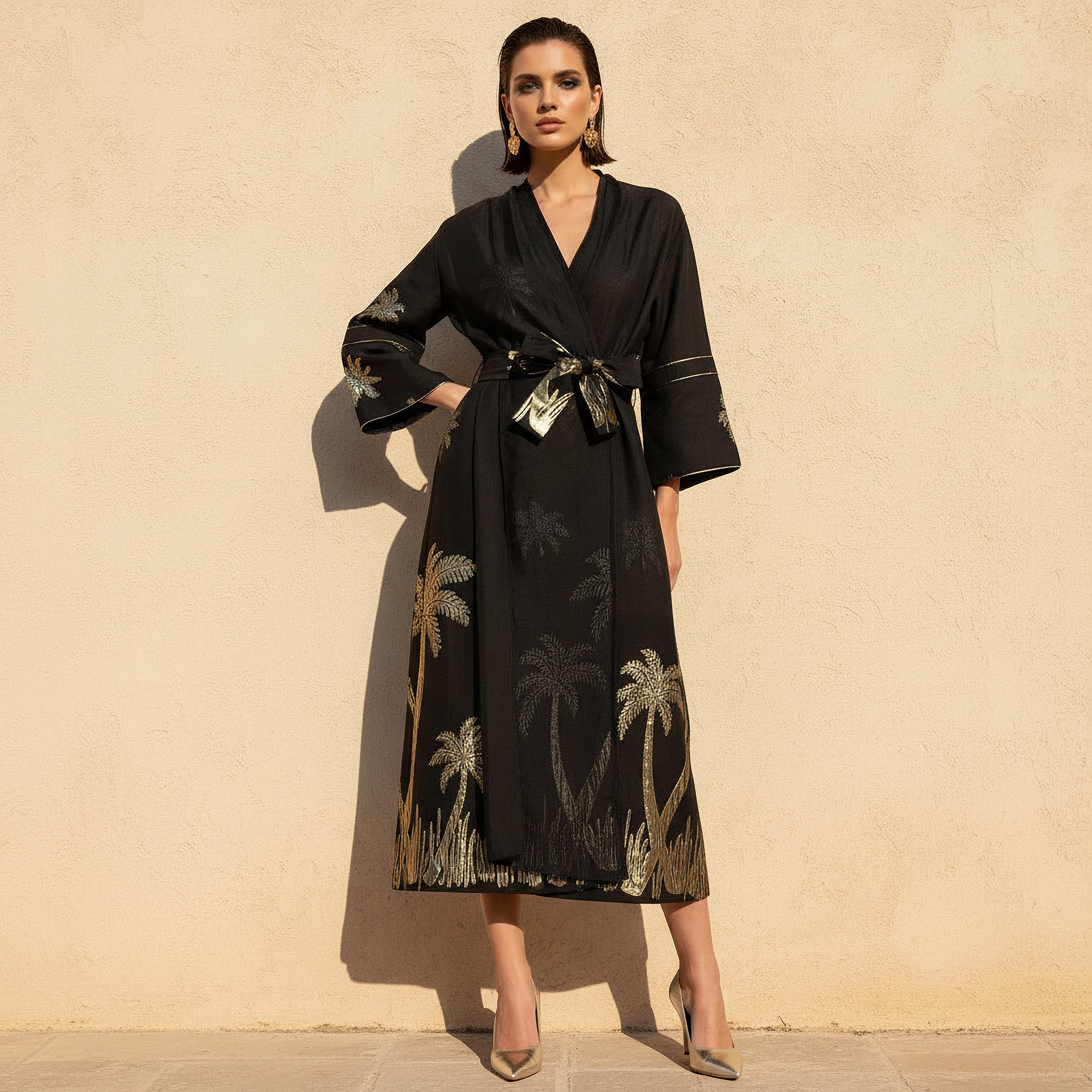 Iconic Relaxed Fit Jacquard Shrug with Tie-Up Belt-women-clothing-shirtsandblouses-blouses-image-3