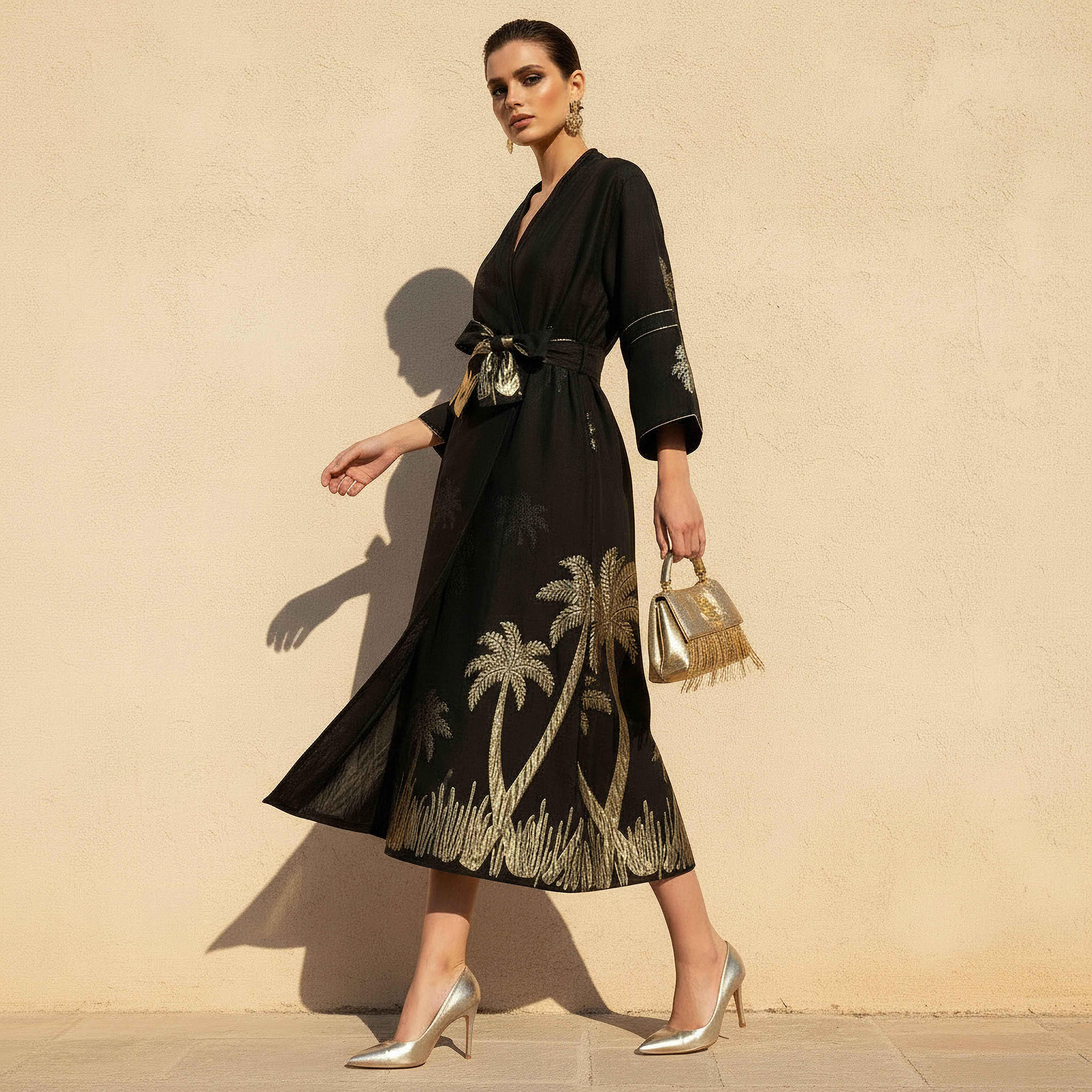 Iconic Relaxed Fit Jacquard Shrug with Tie-Up Belt-women-clothing-shirtsandblouses-blouses-image-4