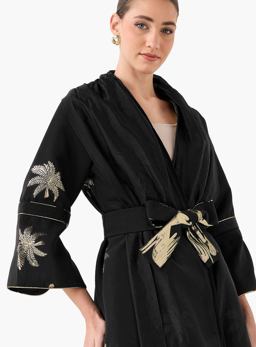 Iconic Relaxed Fit Jacquard Shrug with Tie-Up Belt-women-clothing-shirtsandblouses-blouses-image-5