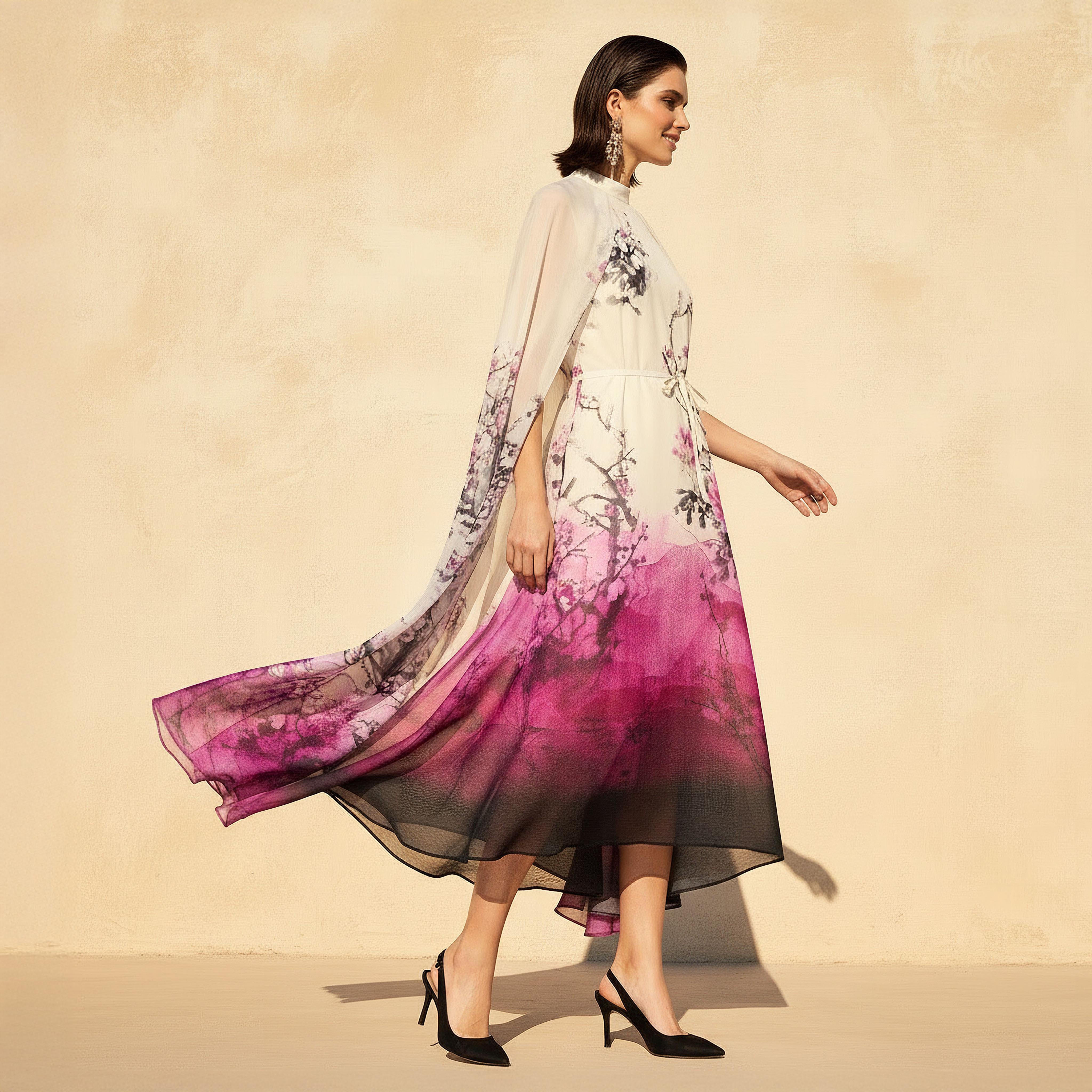 فستان ماكسي إيه لاين مع رداء من آيكونيك-women-clothing-dresses-image-1