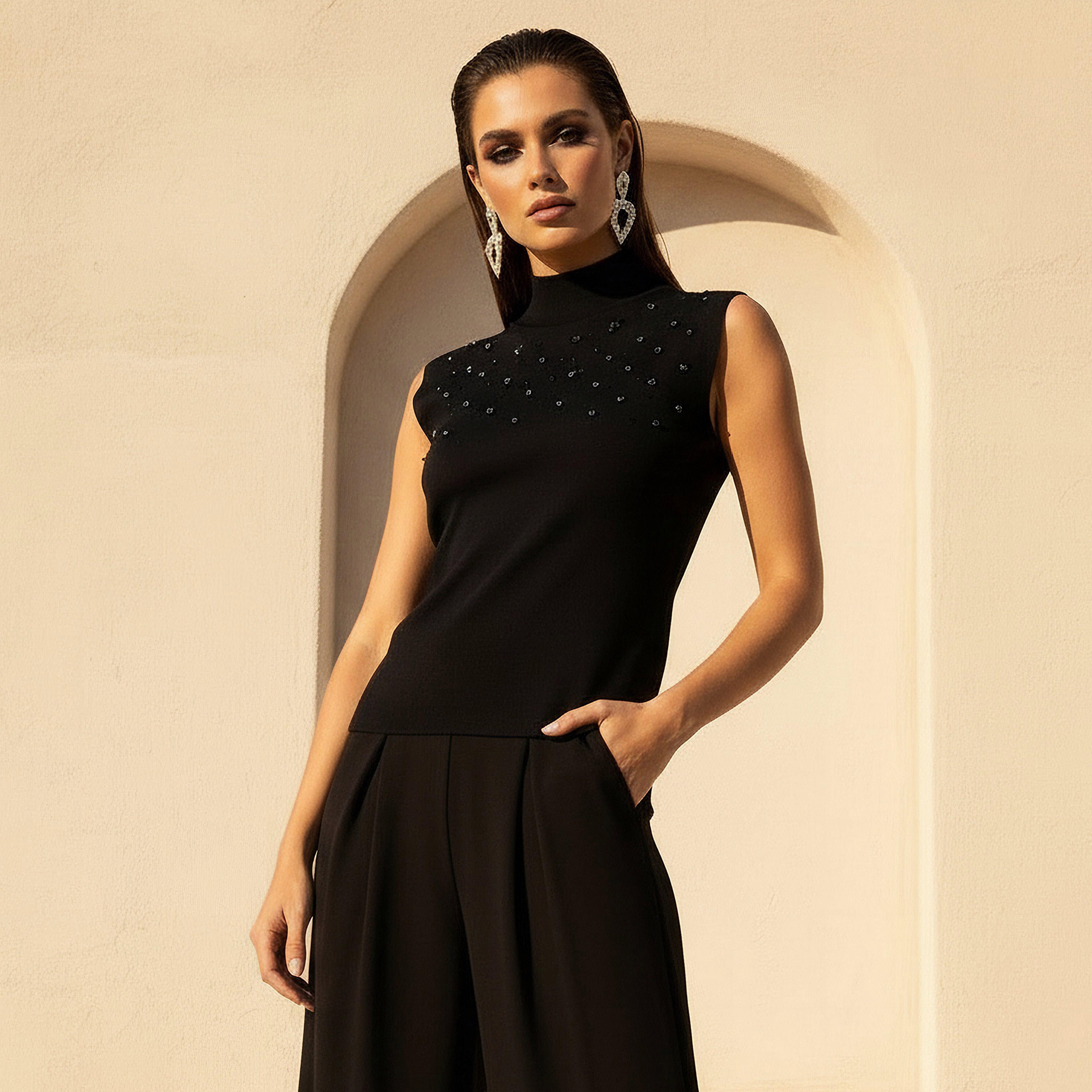 بلوزة بدون أكمام مزيّنة من آيكونيك-women-clothing-shirtsandblouses-blouses-image-7