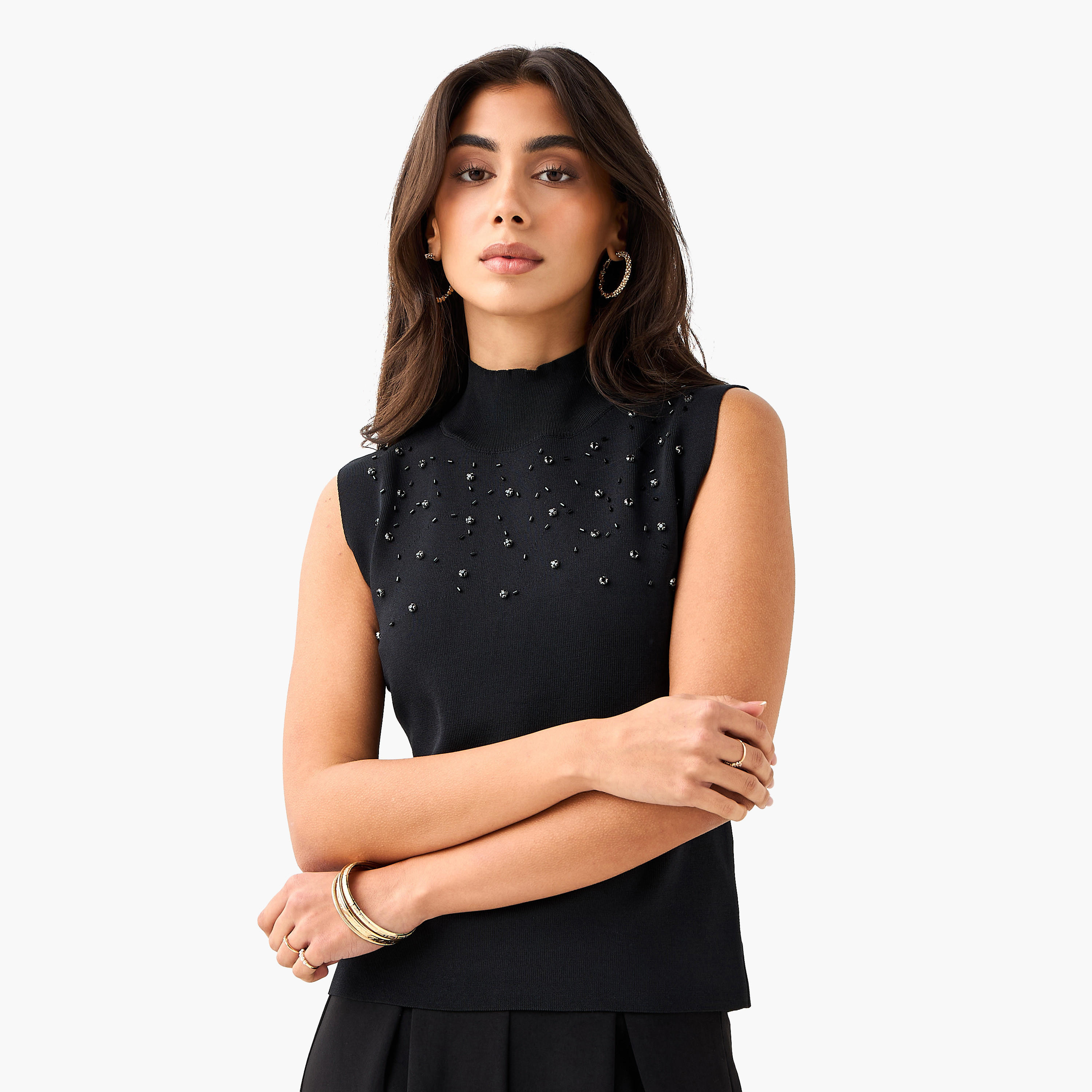 بلوزة بدون أكمام مزيّنة من آيكونيك-women-clothing-shirtsandblouses-blouses-image-5