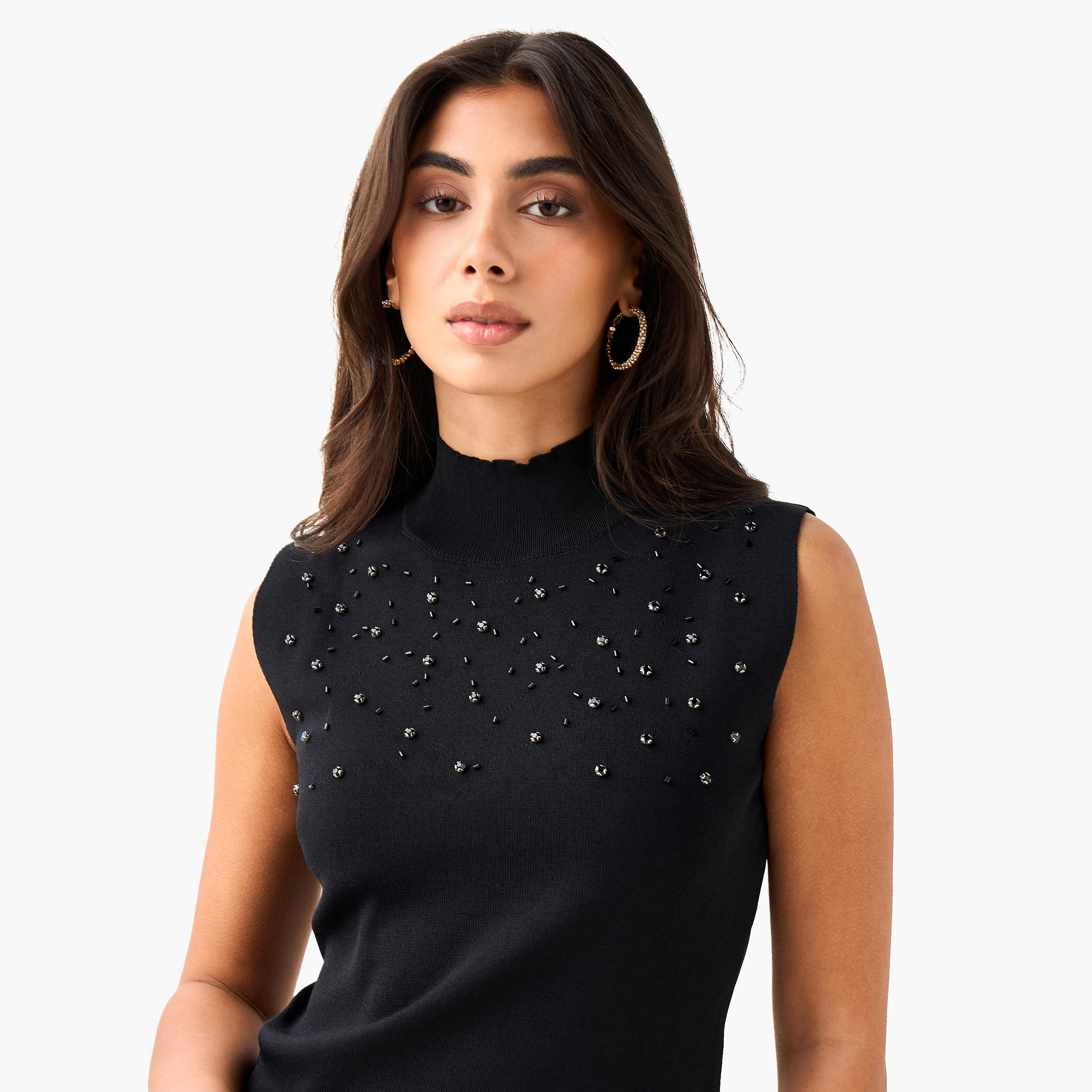 بلوزة بدون أكمام مزيّنة من آيكونيك-women-clothing-shirtsandblouses-blouses-image-1