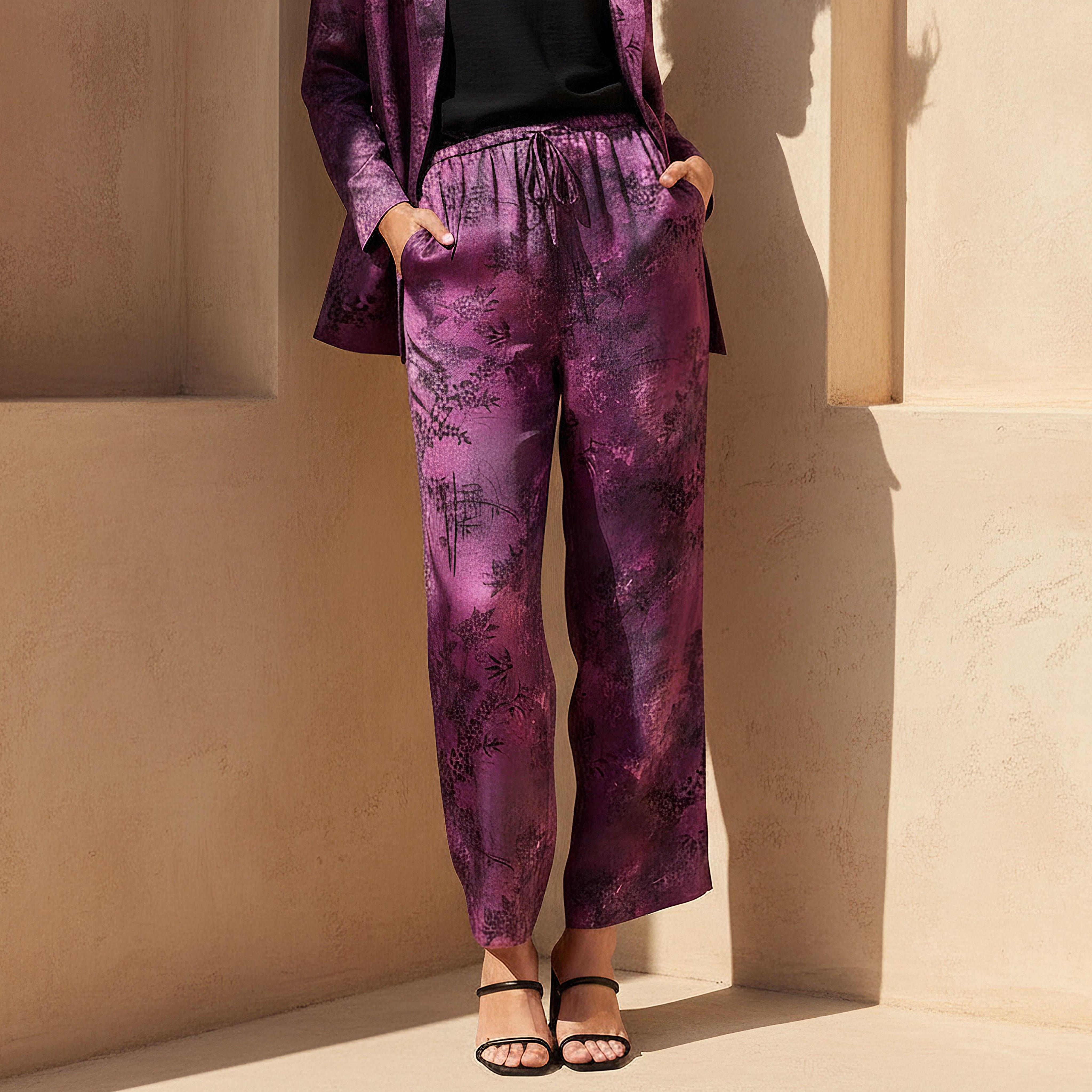 بنطلون مستقيم بطبعات من أيكونيك-women-clothing-coordsets-image-1