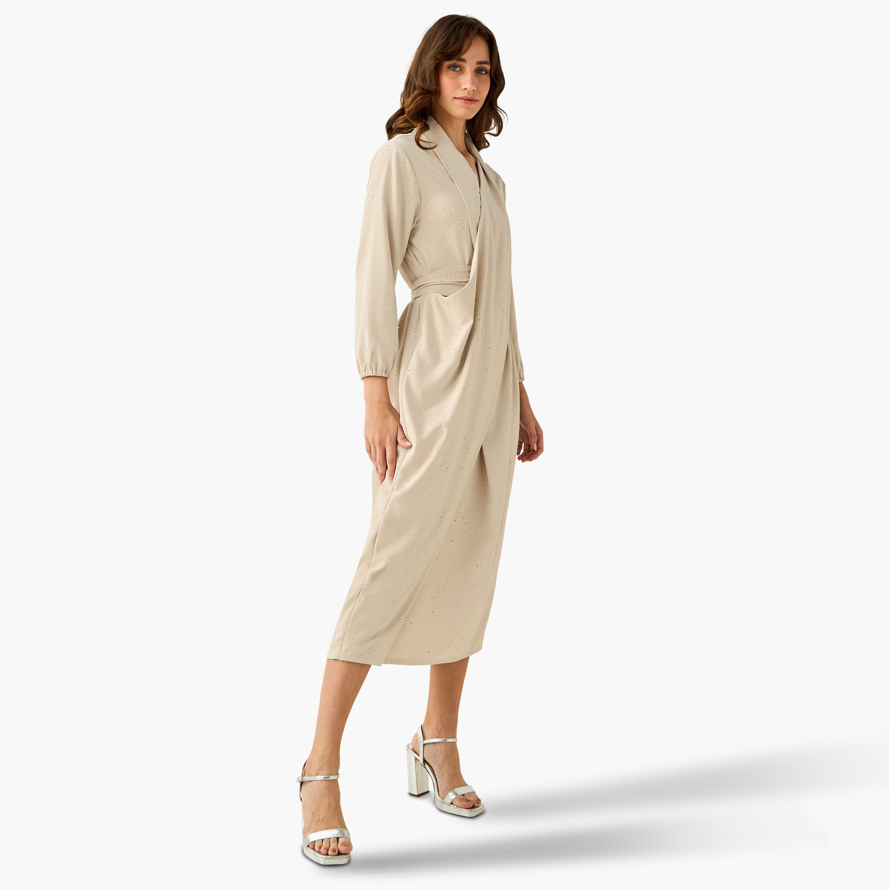Iconic Wrap Midi Dress with Draped Pattern-women-clothing-dresses-image-4