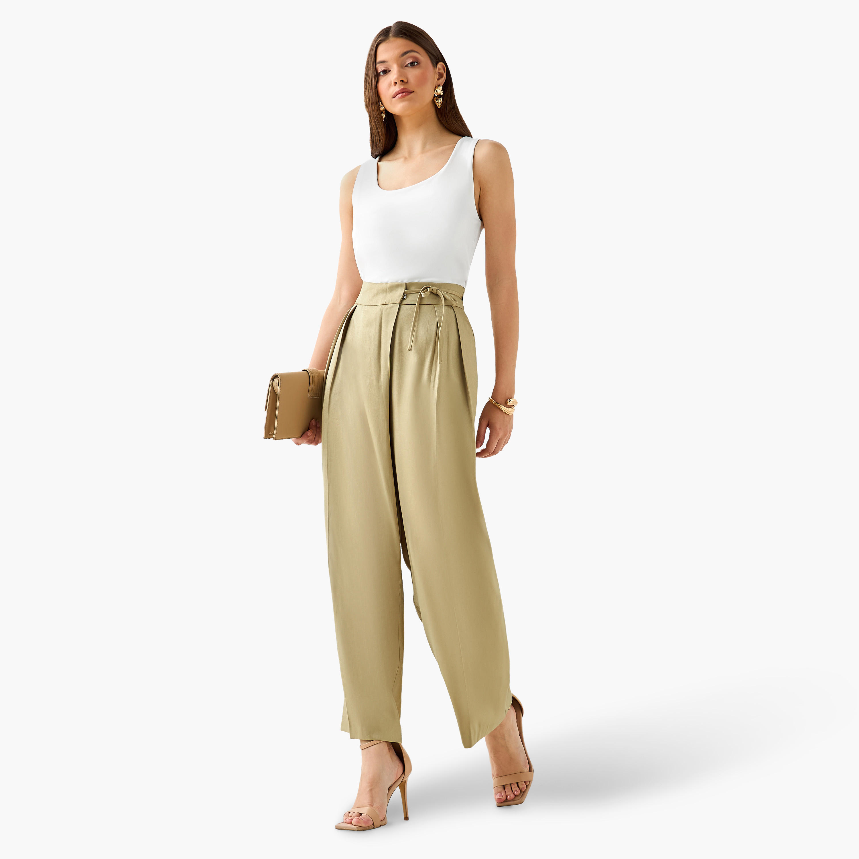Iconic Wide Leg High Waist Pleated Front Tie-Up Pants-women-clothing-bottoms-trousers-image-5