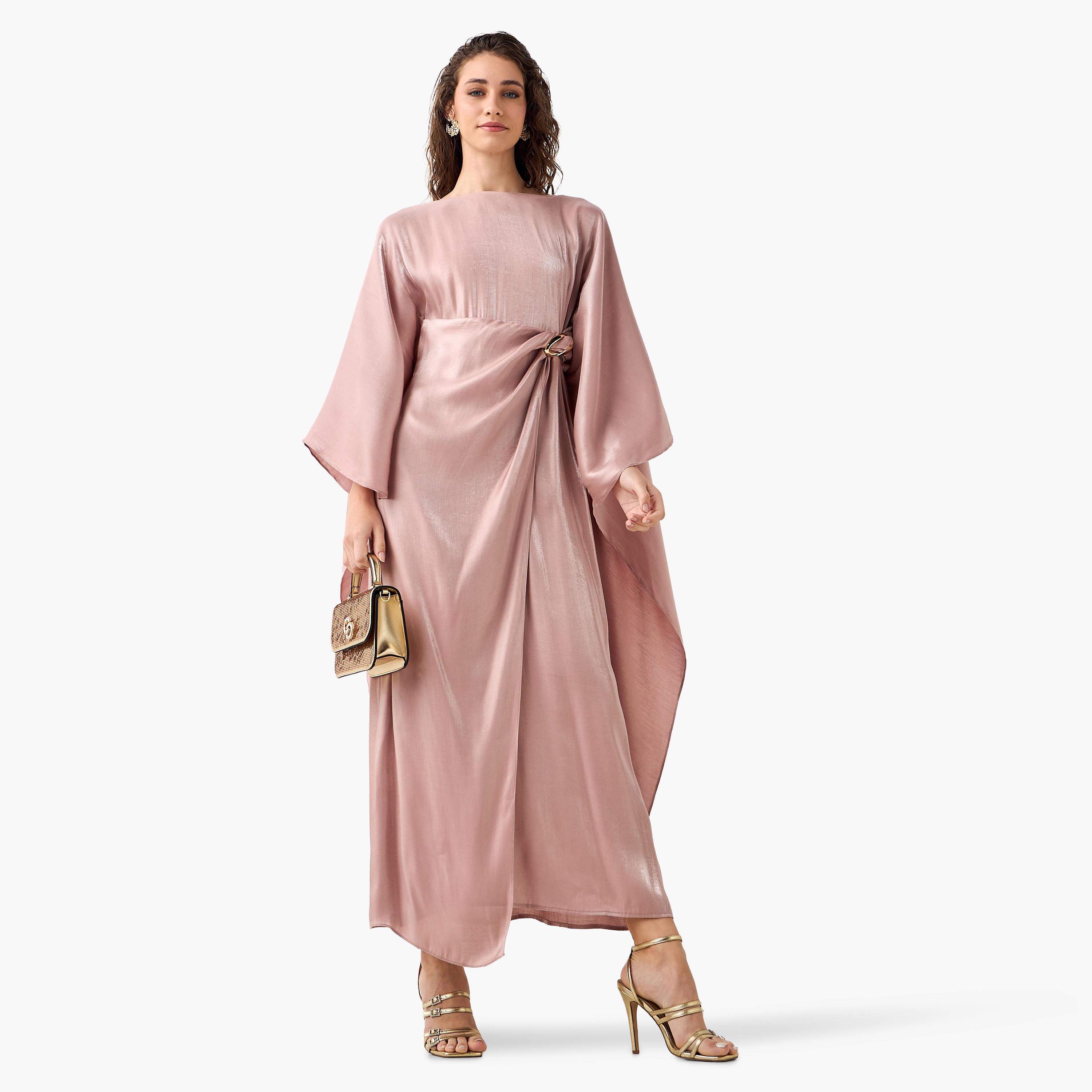Iconic Cape Kaftan Women Dress with Knot Buckle Detail-women-clothing-dresses-image-5