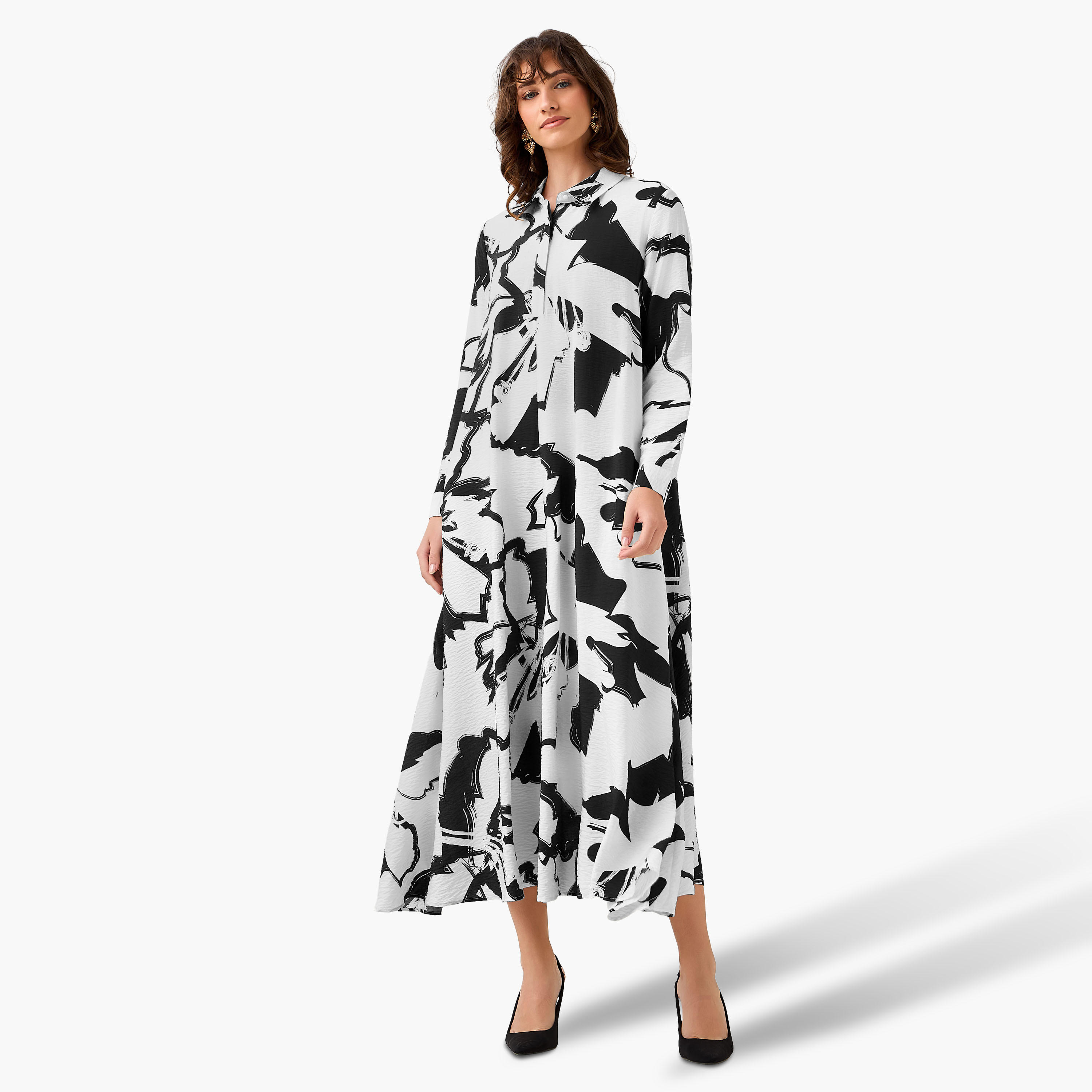 Iconic Printed Shirt Dress with Collar-women-clothing-dresses-image-3