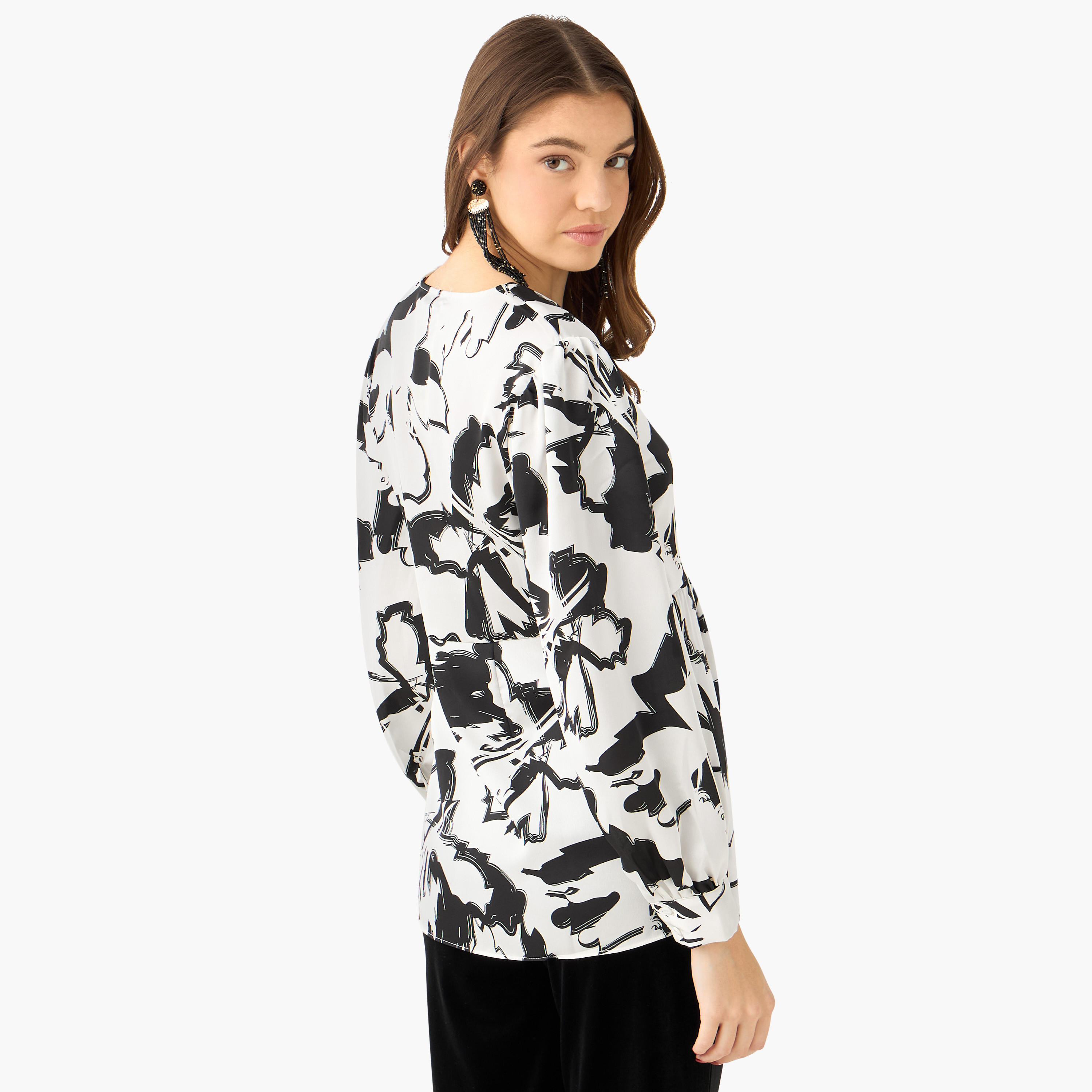 بلوزة ملفوفة بطبعات من أيكونيك-women-clothing-shirtsandblouses-blouses-image-3