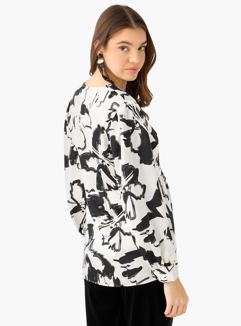 بلوزة ملفوفة بطبعات من أيكونيك-women-clothing-shirtsandblouses-blouses-image-4
