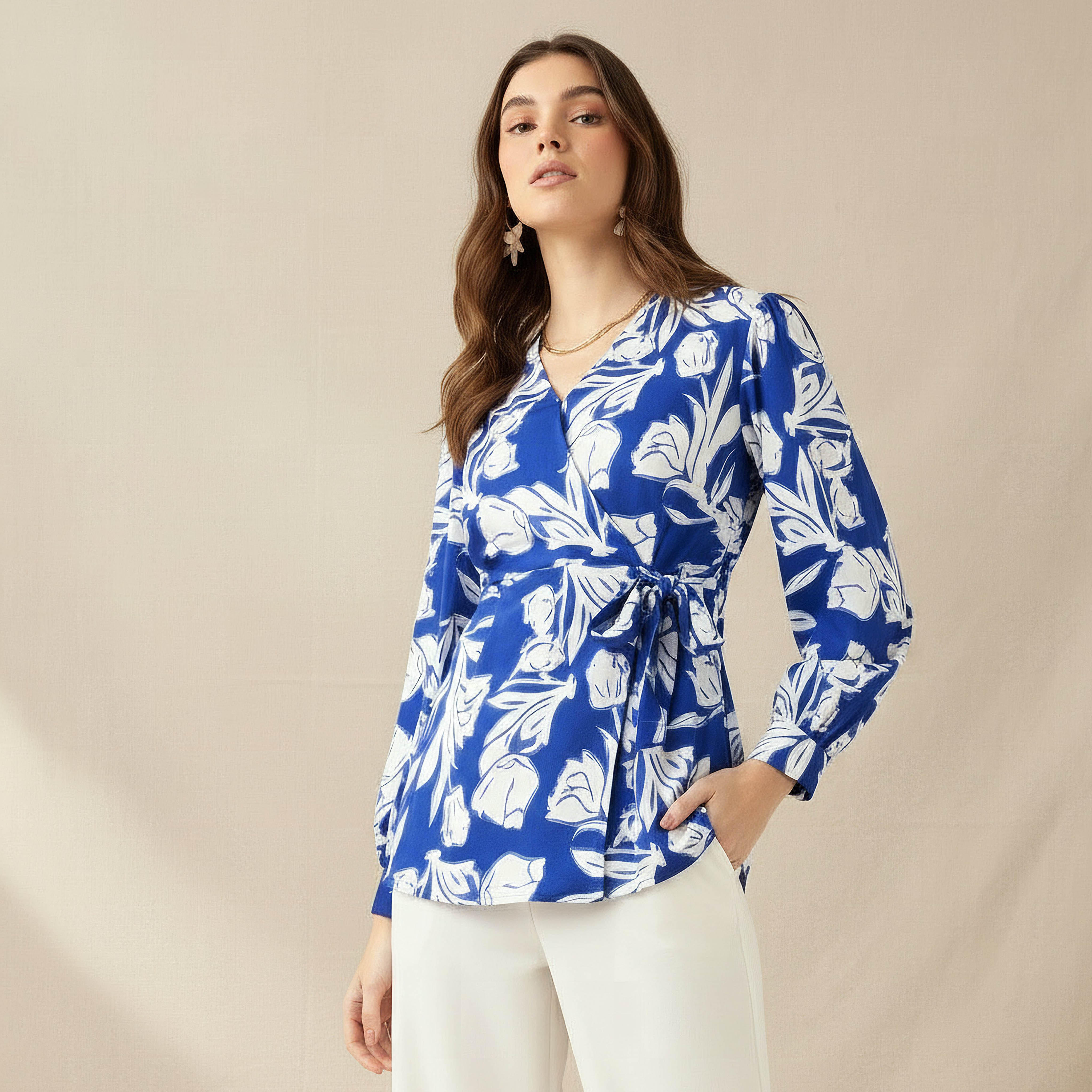 بلوزة ملفوفة بطبعات زهور من آيكونيك-women-clothing-shirtsandblouses-blouses-image-1
