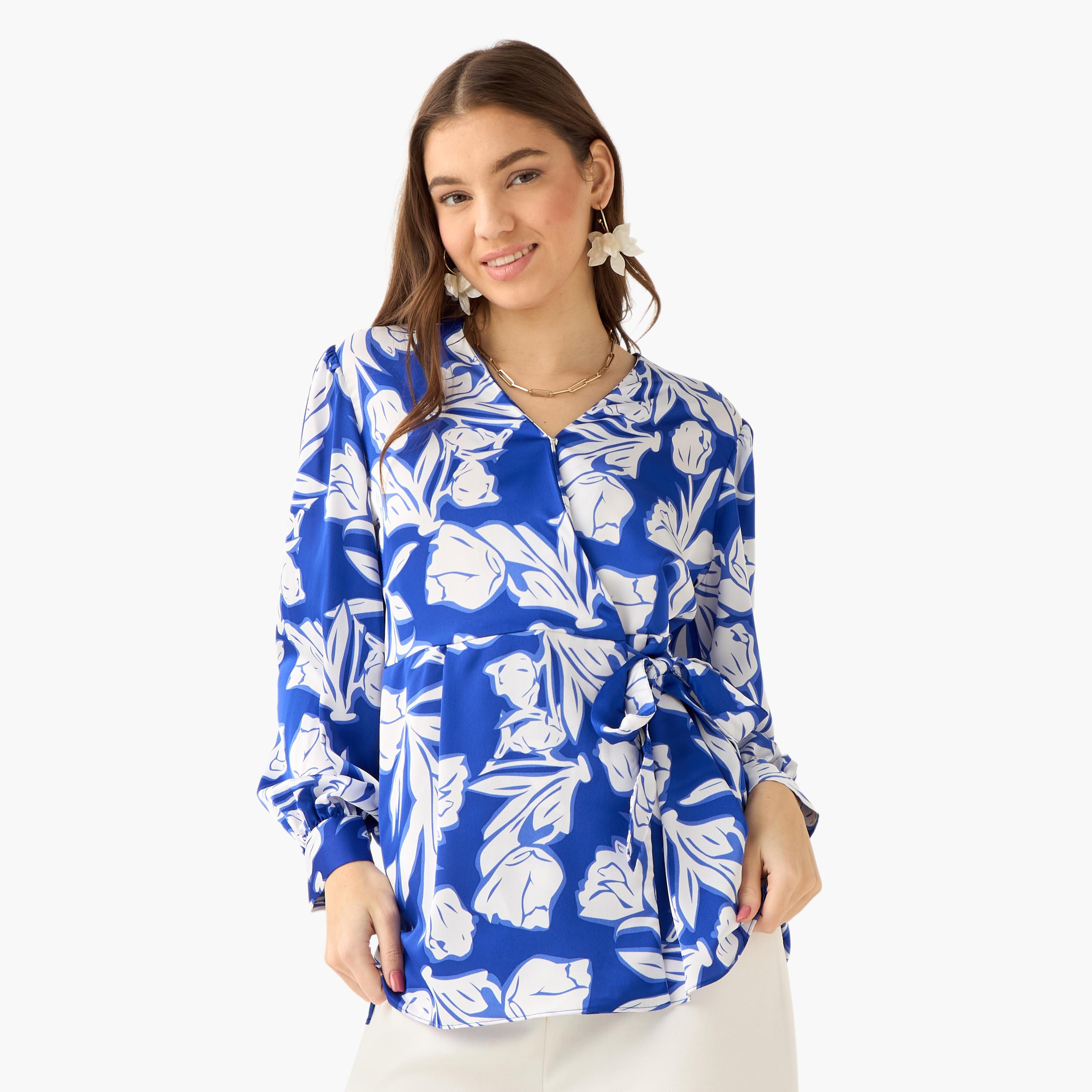 Iconic Wrap Top with Floral Print-women-clothing-shirtsandblouses-blouses-image-2