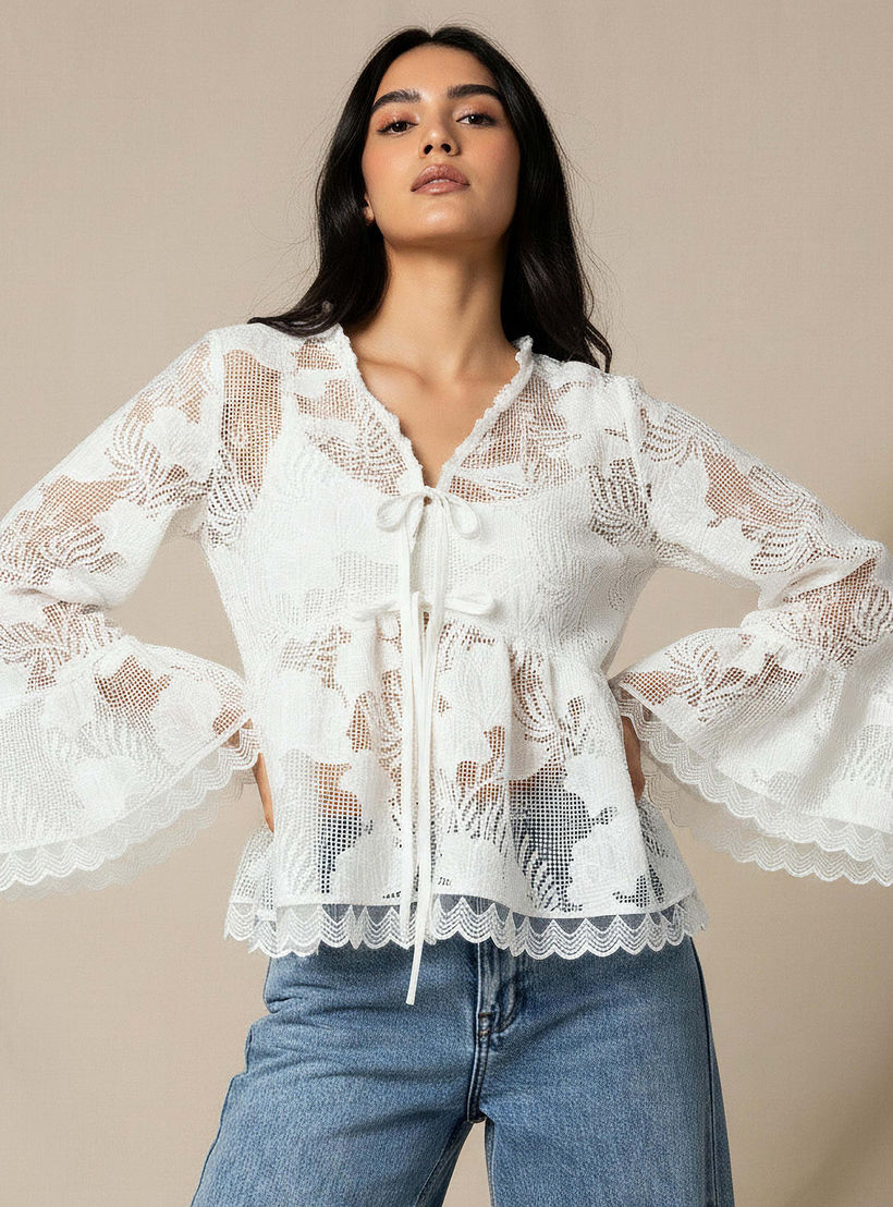 Iconic Relaxed Fit Coverup Top with Scalloped Hem-women-clothing-shirtsandblouses-blouses-image-1