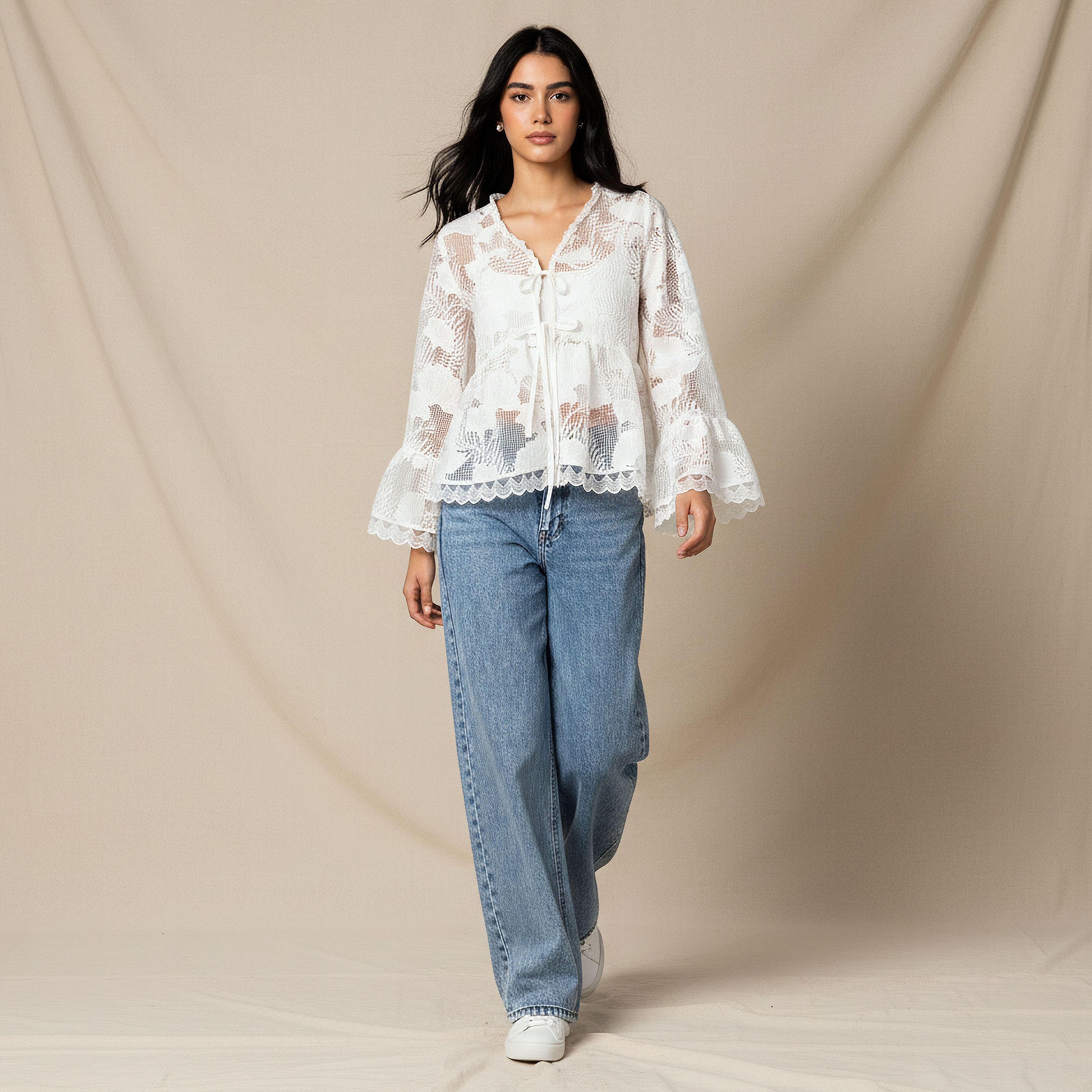 Iconic Relaxed Fit Coverup Top with Scalloped Hem-women-clothing-shirtsandblouses-blouses-image-5