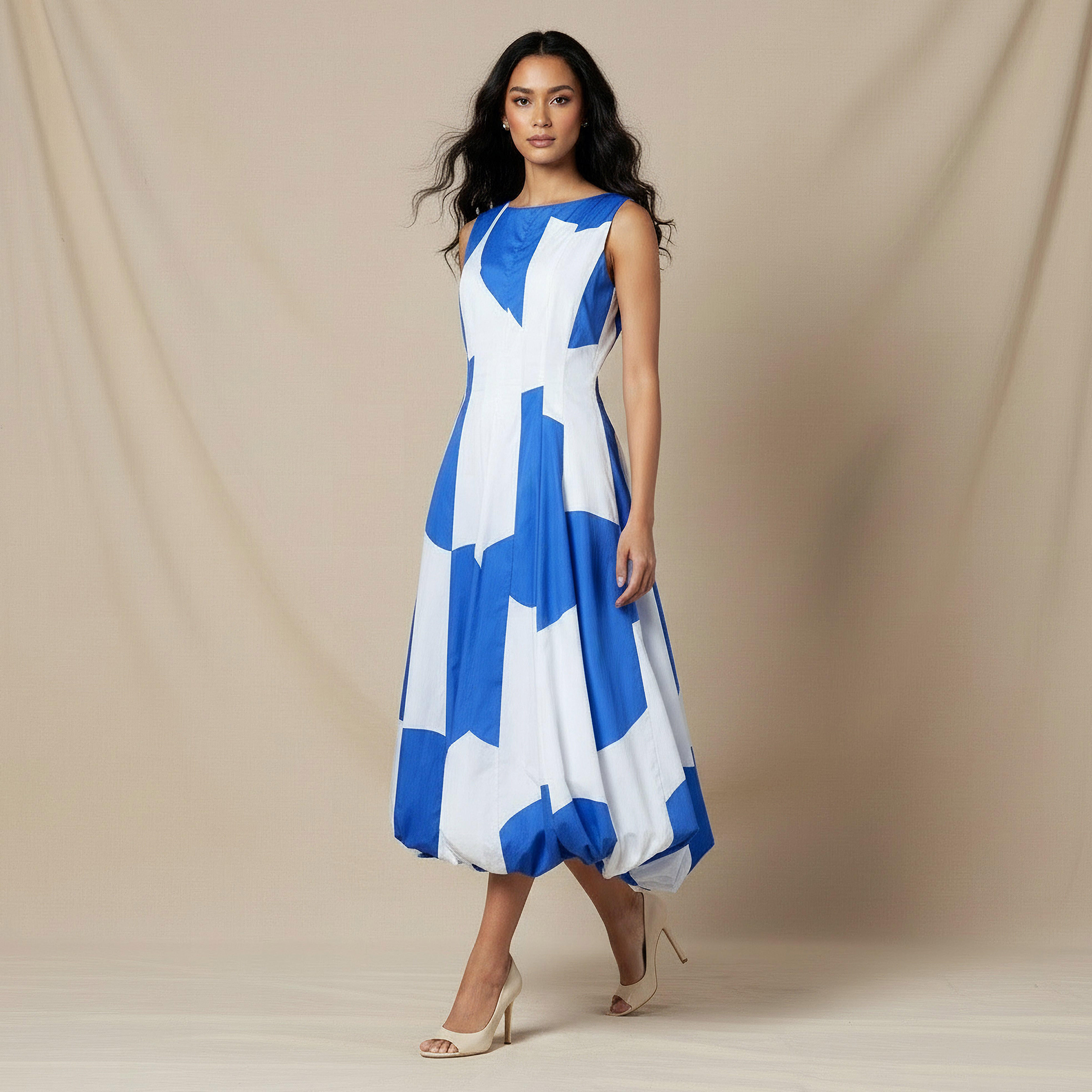 Iconic Printed A-line Women Dress with Balloon Hem-women-clothing-dresses-image-1