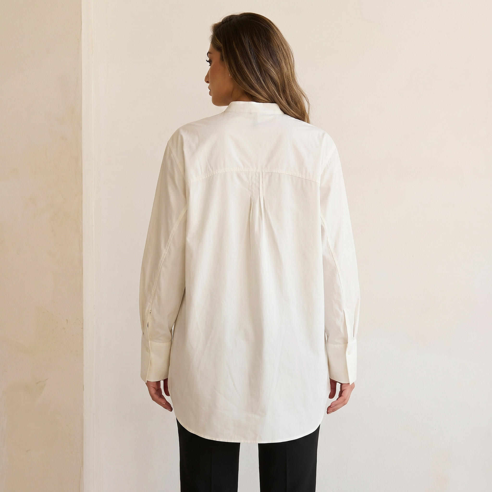 Iconic Oversized Cotton Shirt with Mandarin Collar-women-clothing-shirtsandblouses-shirts-image-4