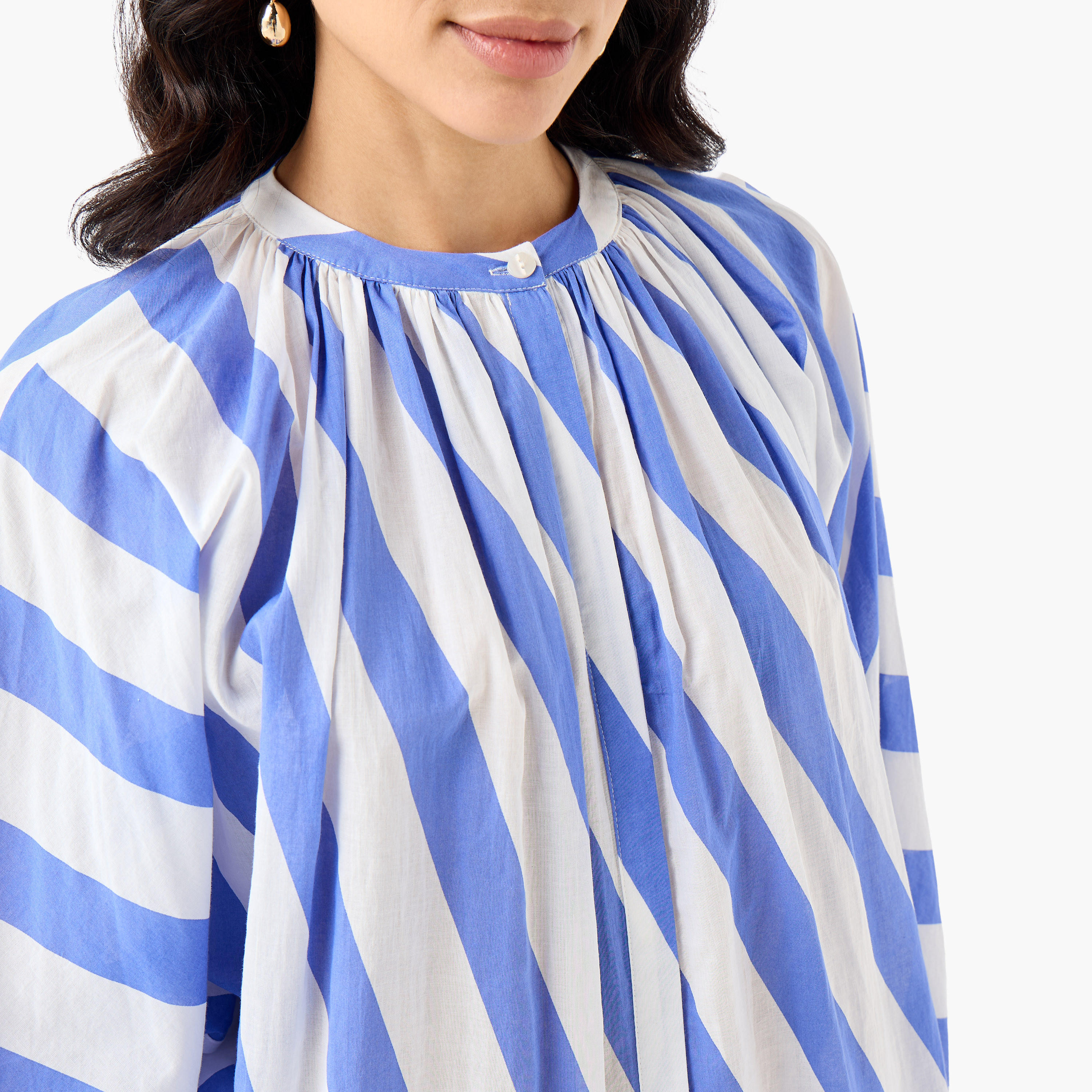 بلوزة قطن مخططة بقصة مريحة من آيكونيك-women-clothing-coordsets-image-2