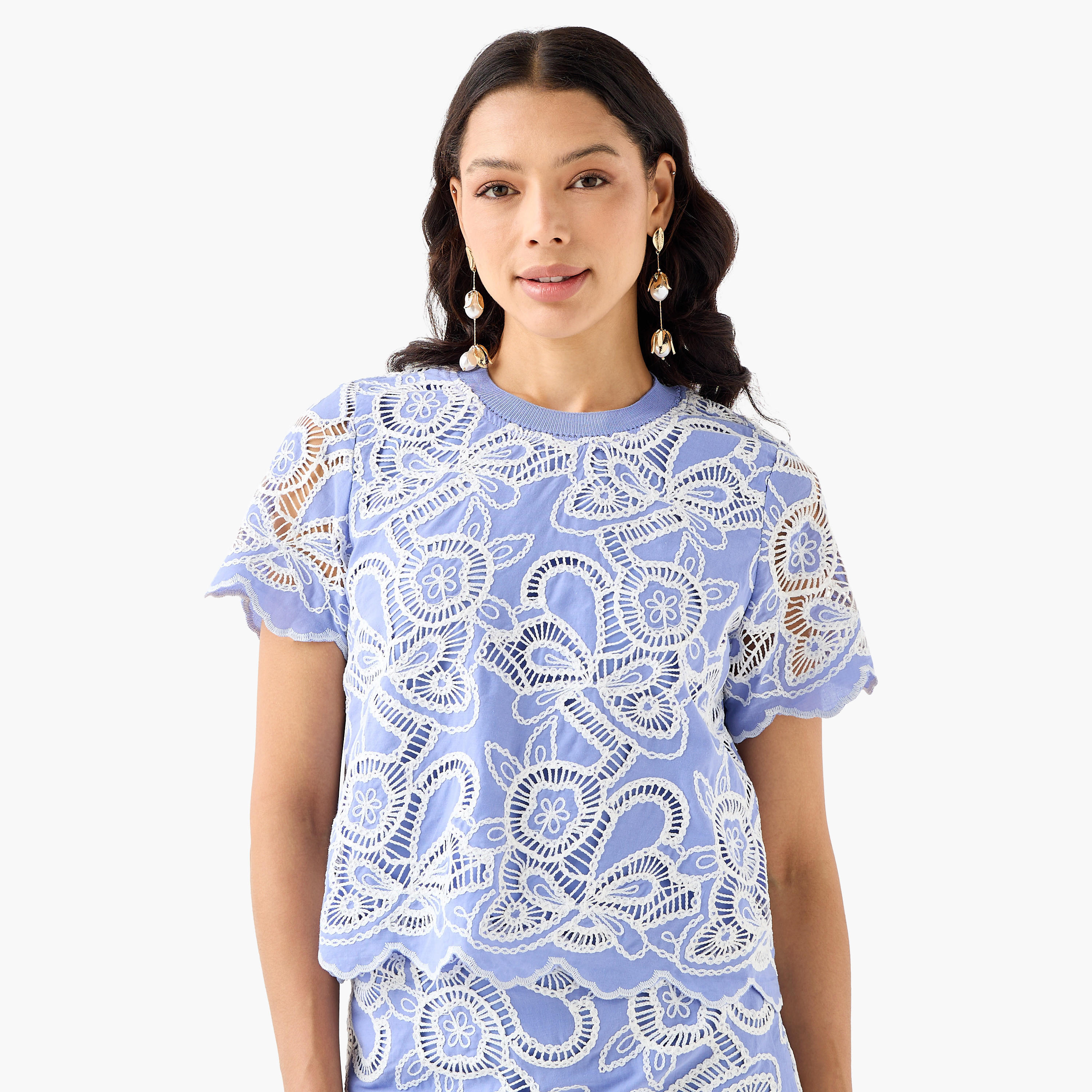 Iconic Cotton Crop Top with Cutwork Embroidery-women-clothing-coordsets-image-2