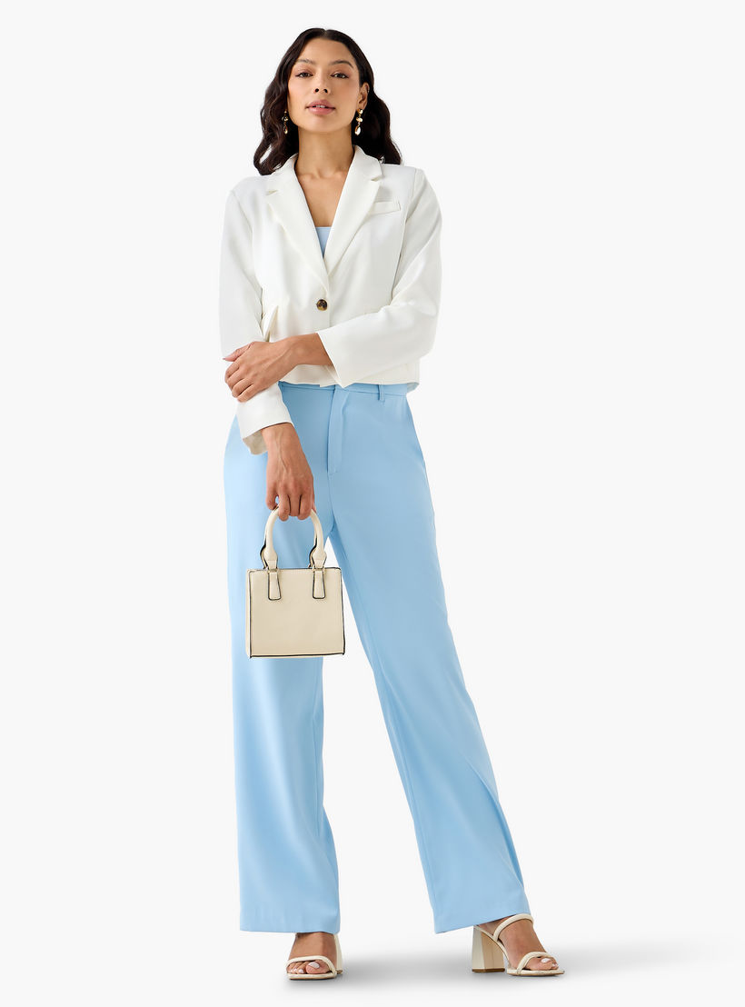 بليزر فيسكوز قصير بياقة فردية وجيوب بطية من أيكونيك-women-clothing-coatsandjackets-blazers-image-3