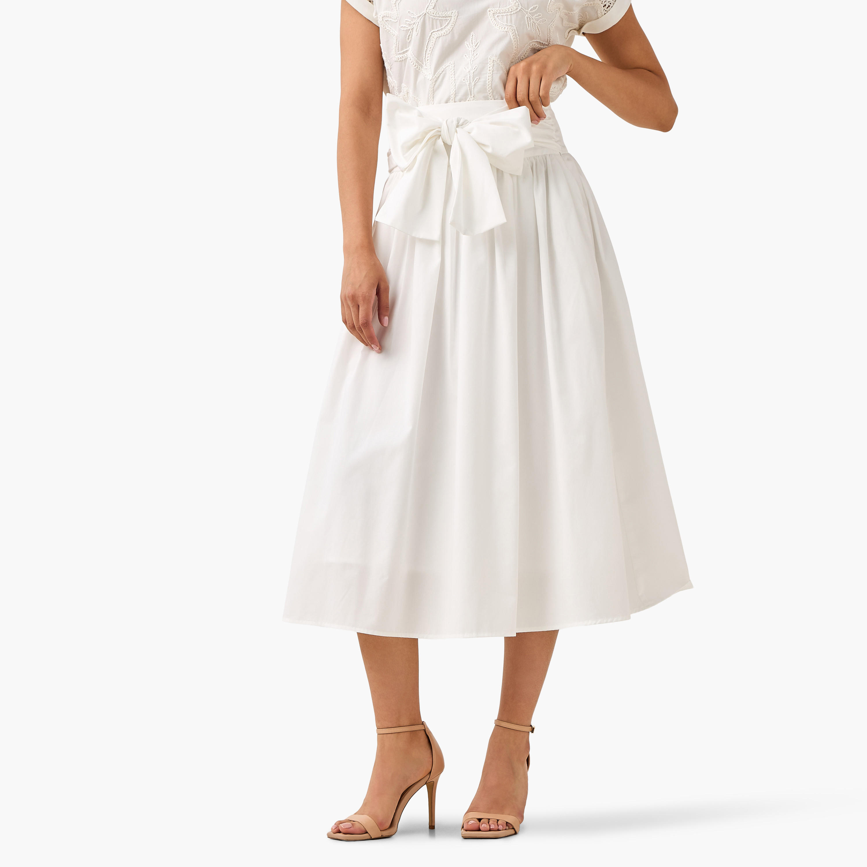تنورة ميدي إيه لاين بأريطة من آيكونيك-women-clothing-bottoms-skirts-image-4