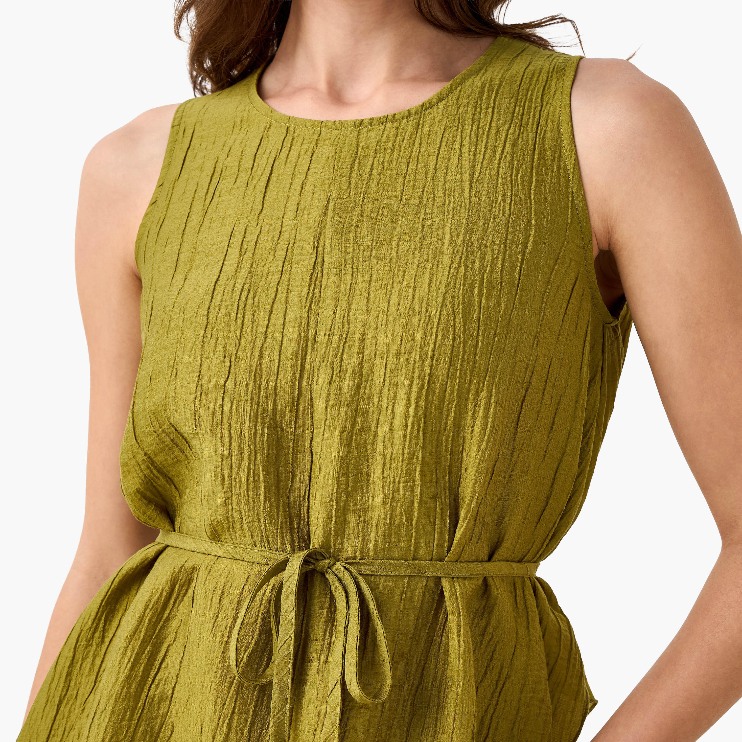 Iconic Relaxed Fit Asymmetrical Linen Blend Dress with Belt-women-clothing-dresses-image-2
