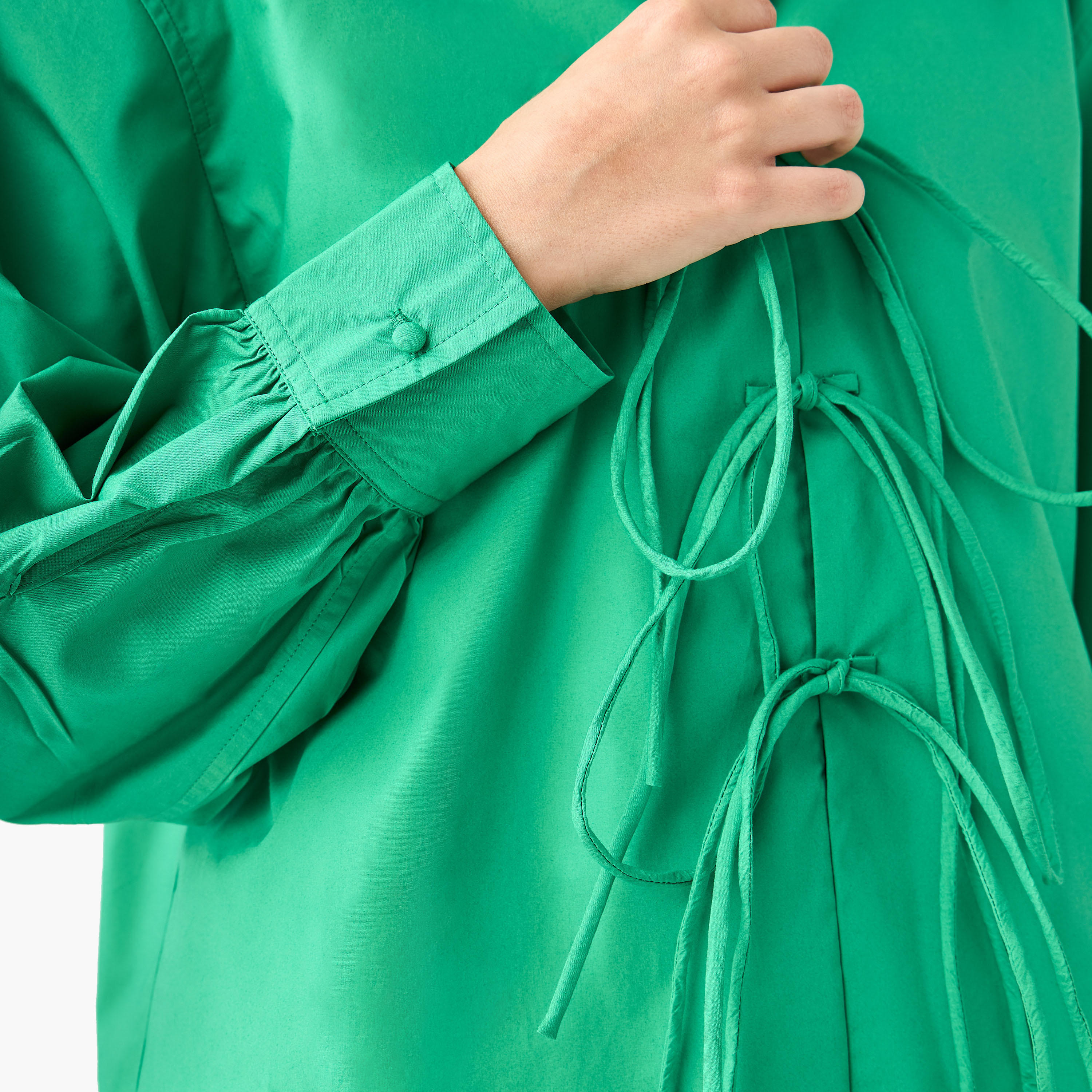 قميص قطن مريح بأربطة من أيكونيك-women-clothing-shirtsandblouses-shirts-image-1